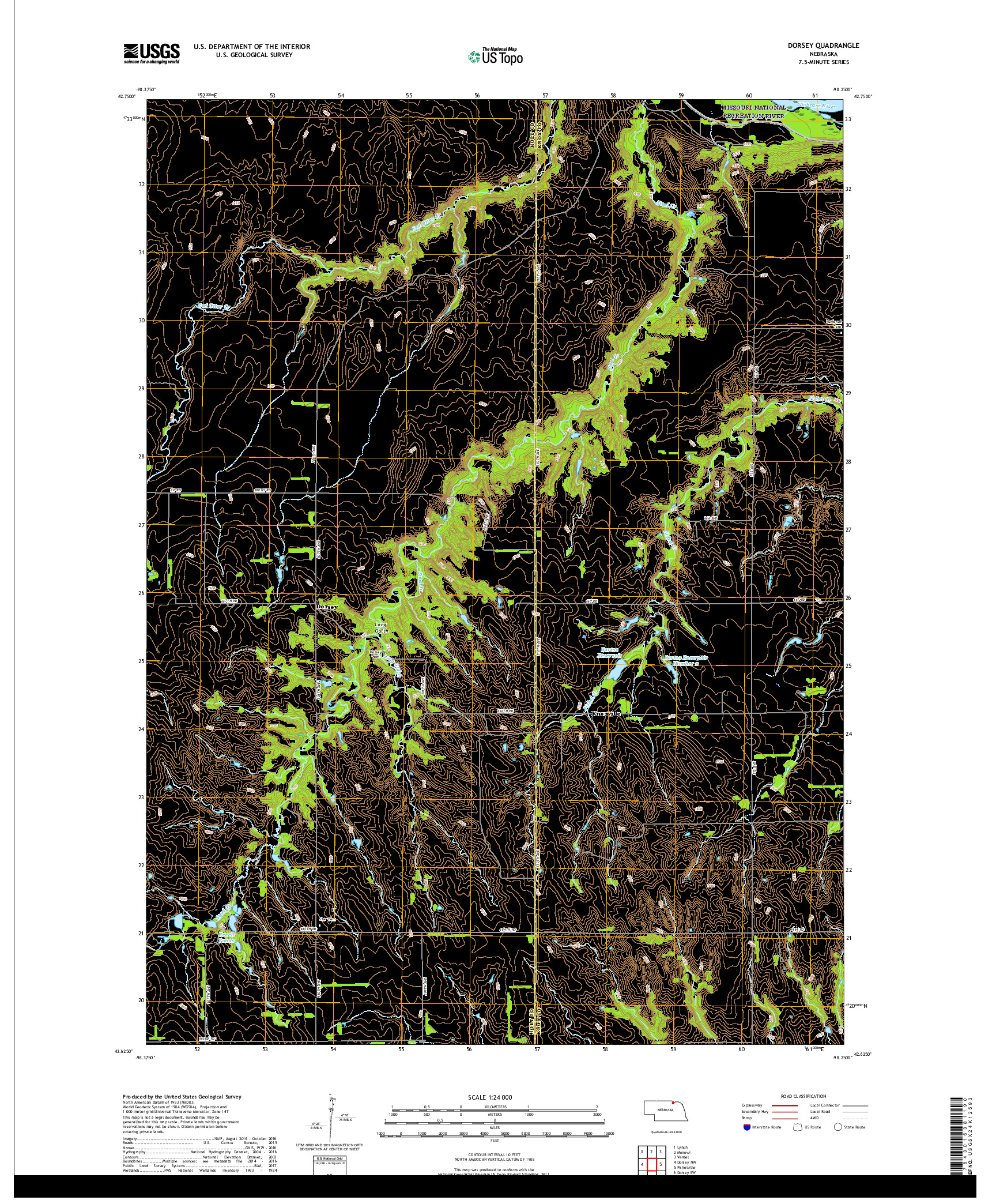 USGS US TOPO 7.5-MINUTE MAP FOR DORSEY, NE 2017