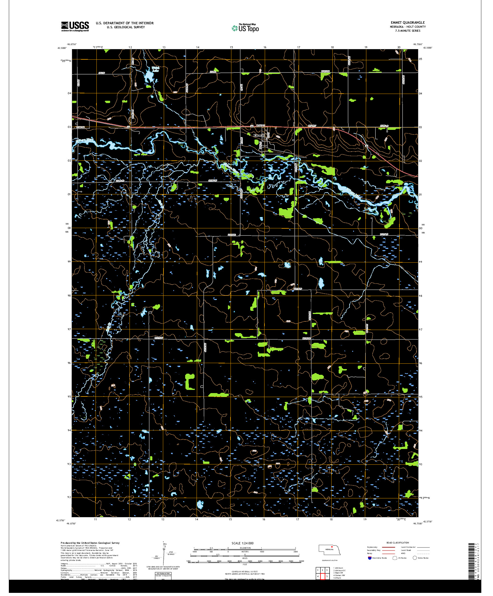 USGS US TOPO 7.5-MINUTE MAP FOR EMMET, NE 2017
