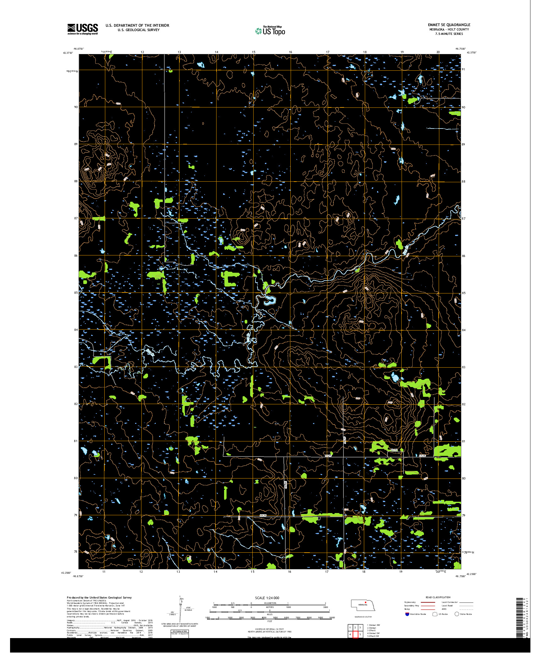 USGS US TOPO 7.5-MINUTE MAP FOR EMMET SE, NE 2017