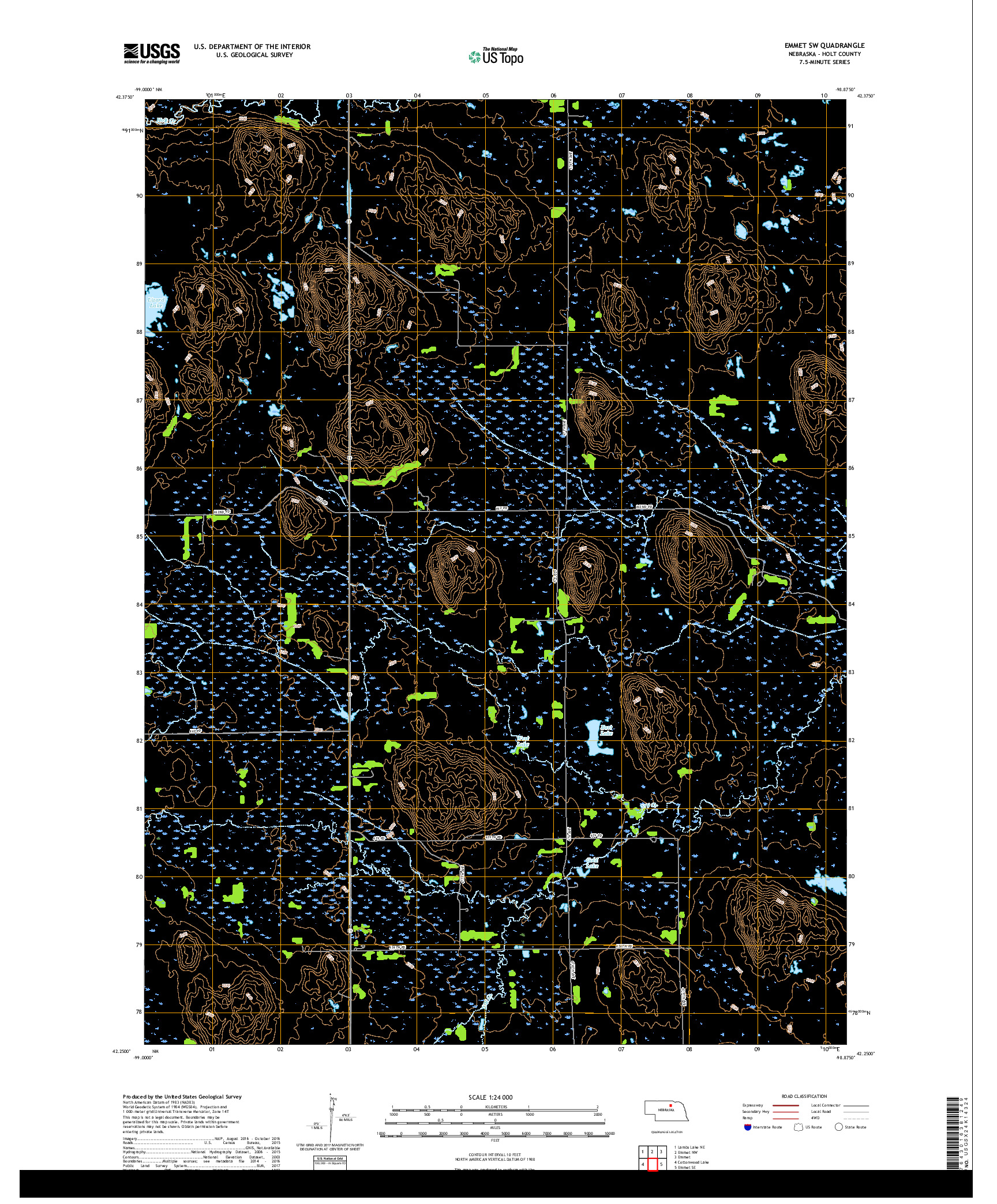 USGS US TOPO 7.5-MINUTE MAP FOR EMMET SW, NE 2017