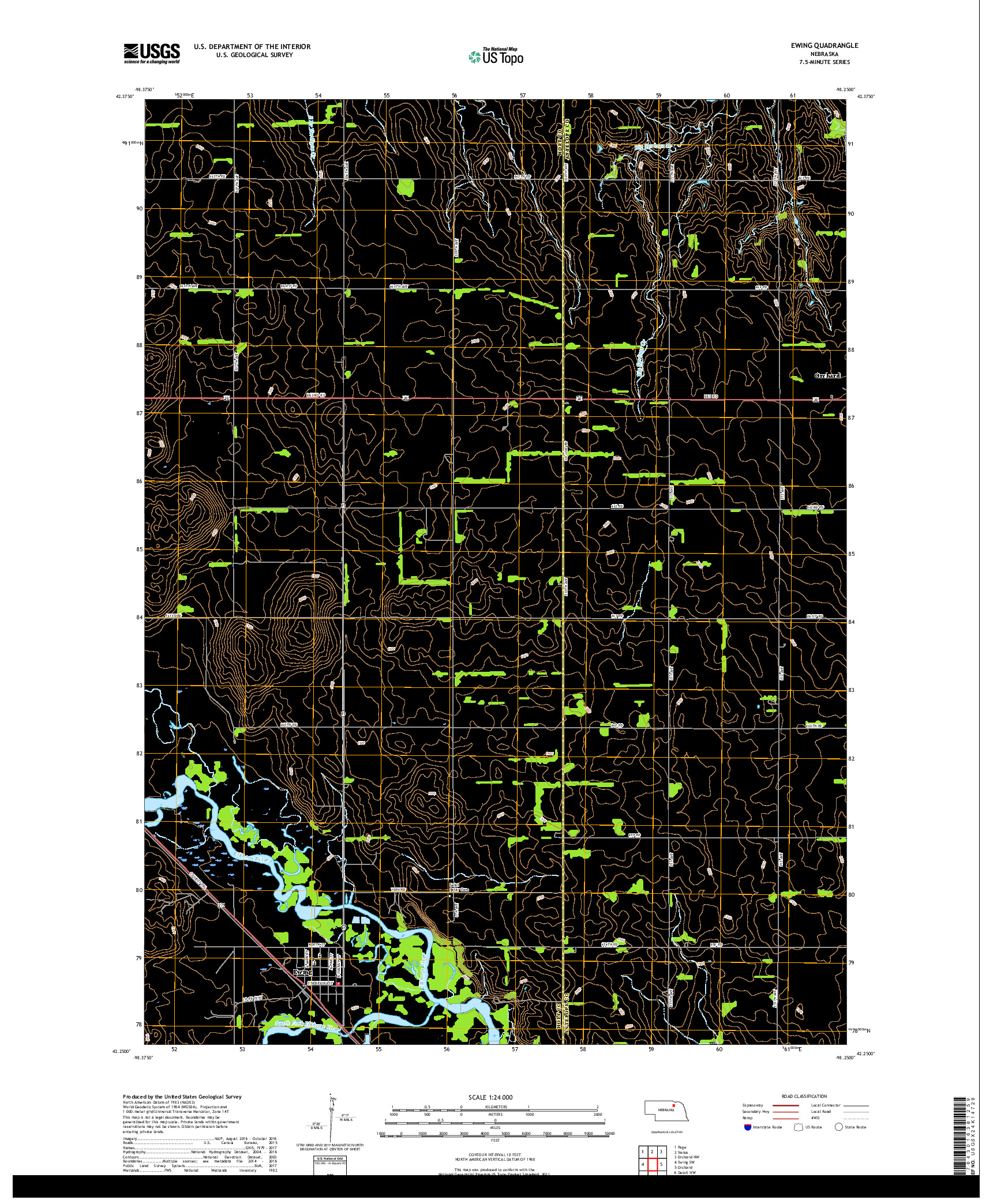 USGS US TOPO 7.5-MINUTE MAP FOR EWING, NE 2017