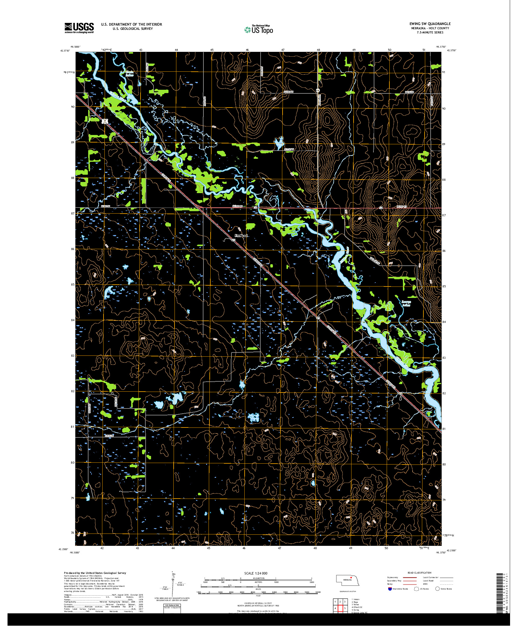 USGS US TOPO 7.5-MINUTE MAP FOR EWING SW, NE 2017