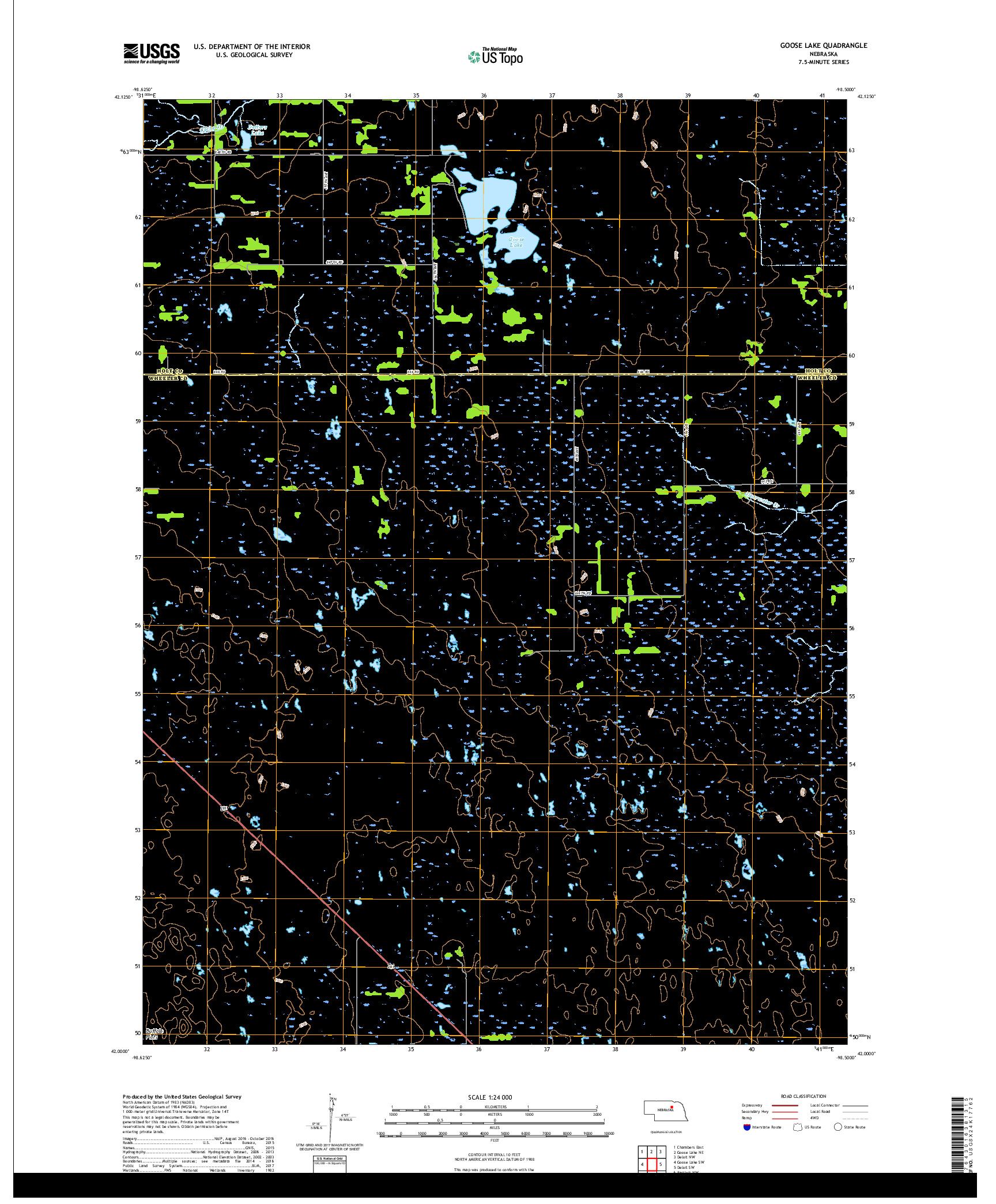 USGS US TOPO 7.5-MINUTE MAP FOR GOOSE LAKE, NE 2017