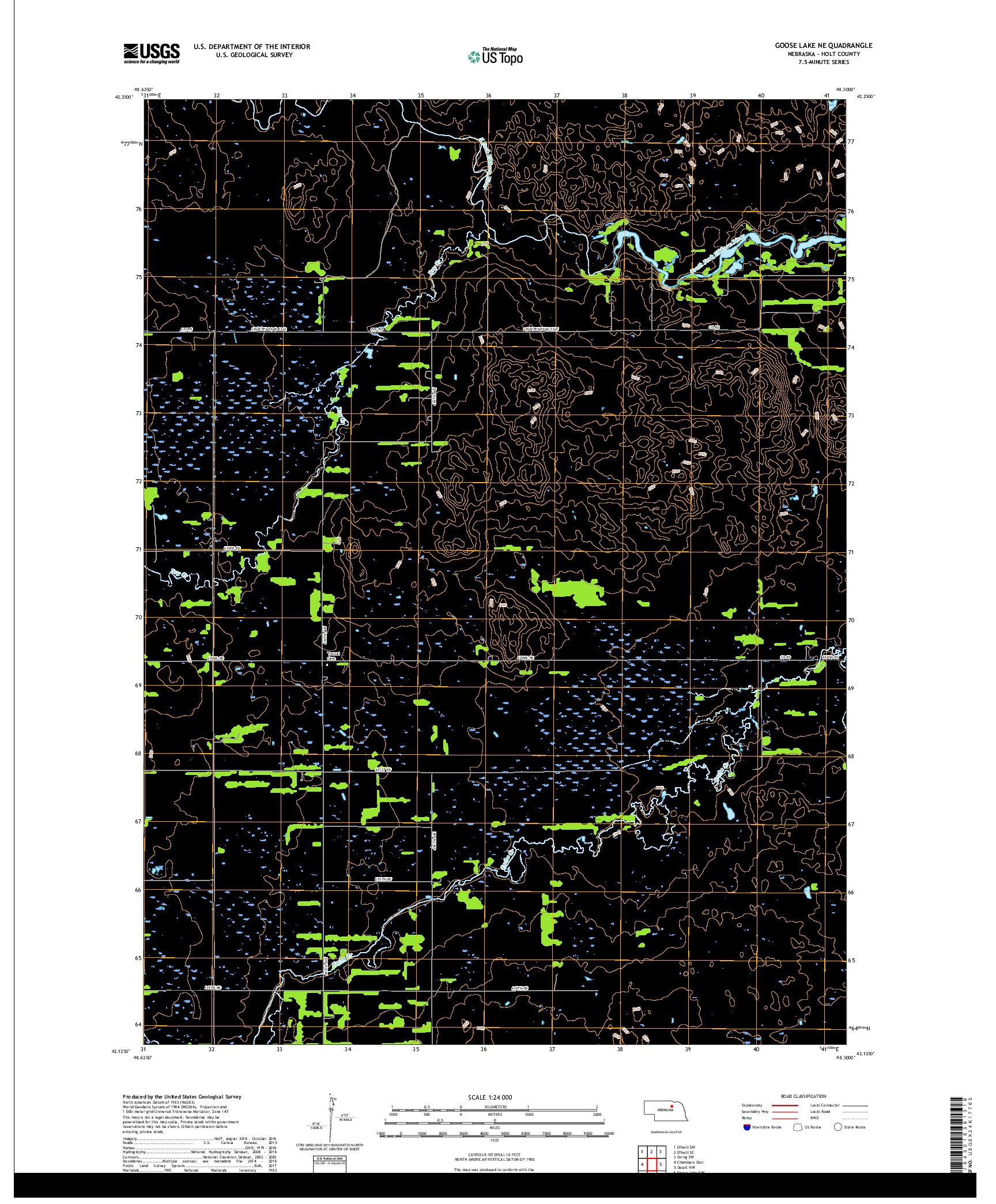 USGS US TOPO 7.5-MINUTE MAP FOR GOOSE LAKE NE, NE 2017