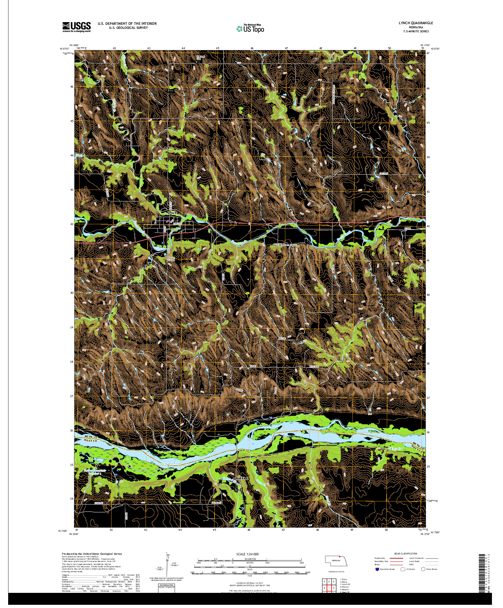 USGS US TOPO 7.5-MINUTE MAP FOR LYNCH, NE 2017