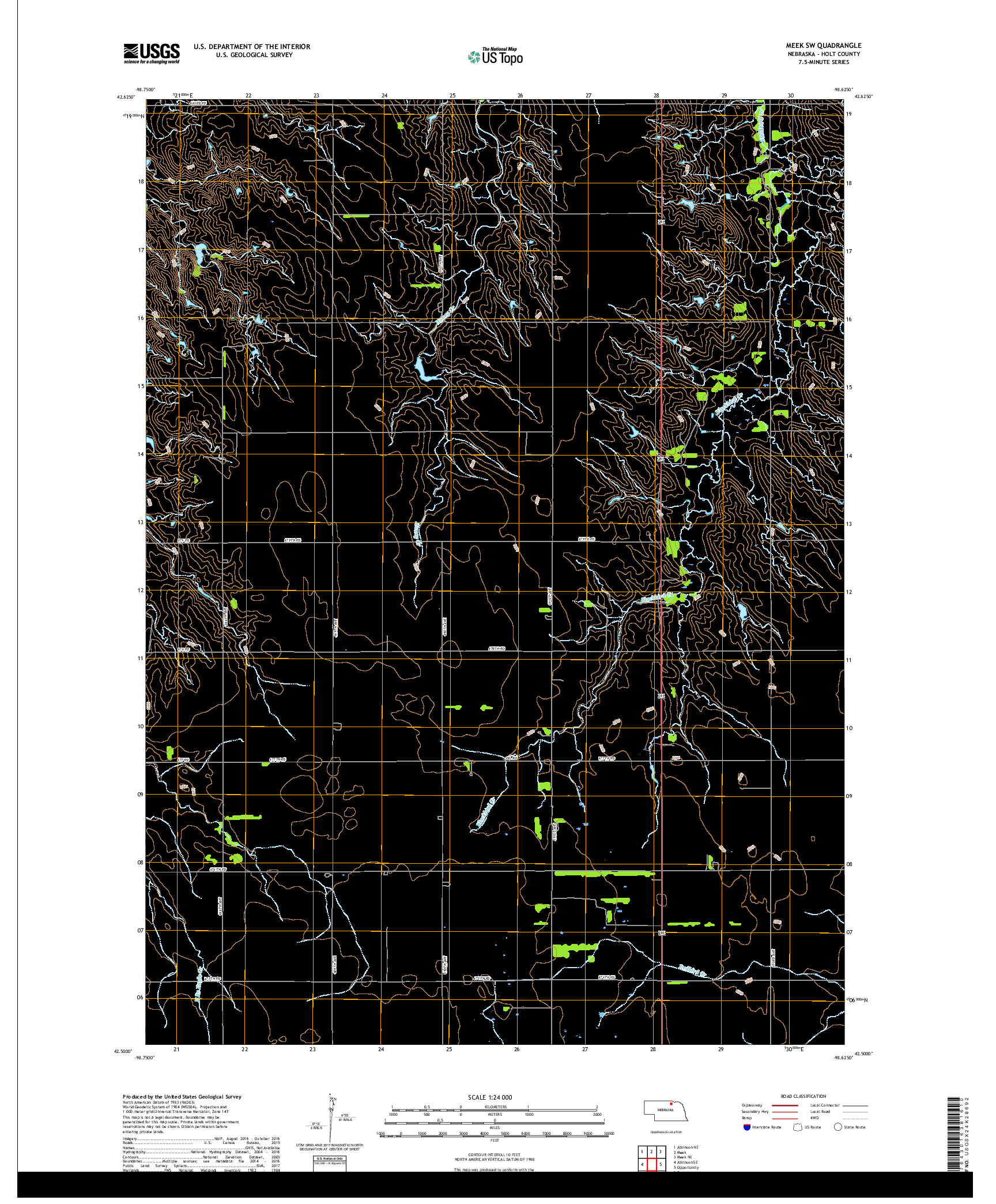 USGS US TOPO 7.5-MINUTE MAP FOR MEEK SW, NE 2017
