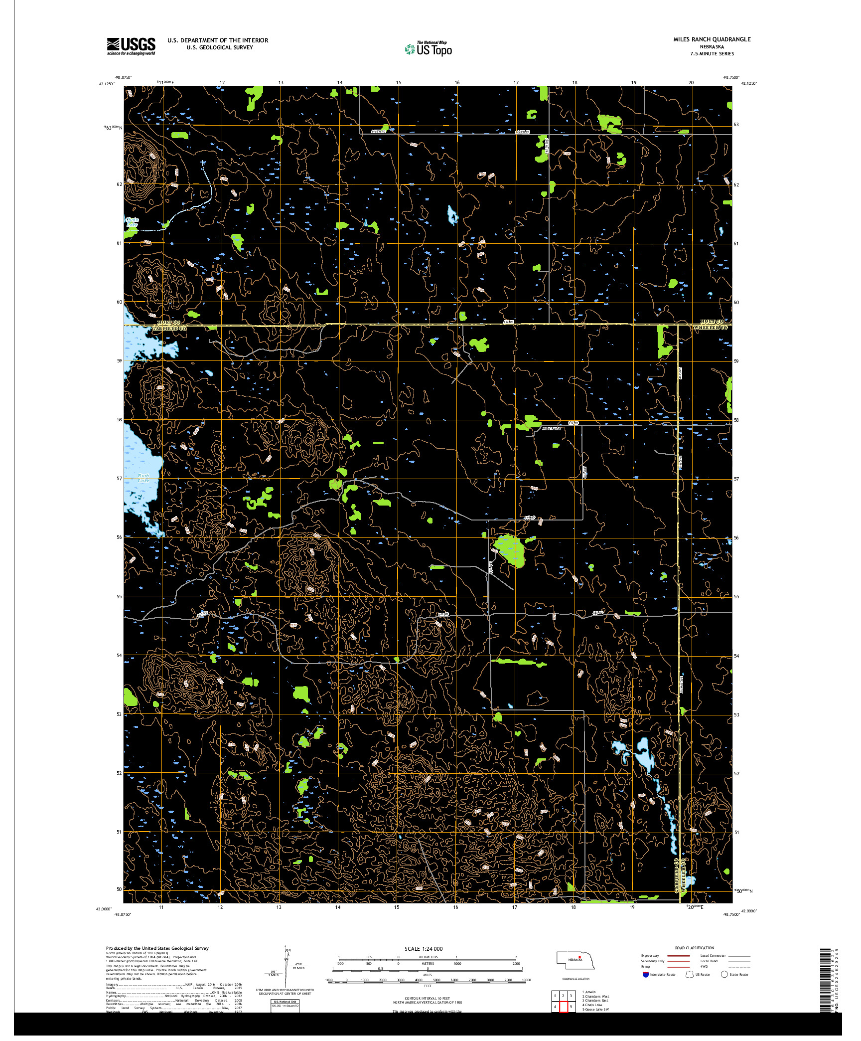 USGS US TOPO 7.5-MINUTE MAP FOR MILES RANCH, NE 2017