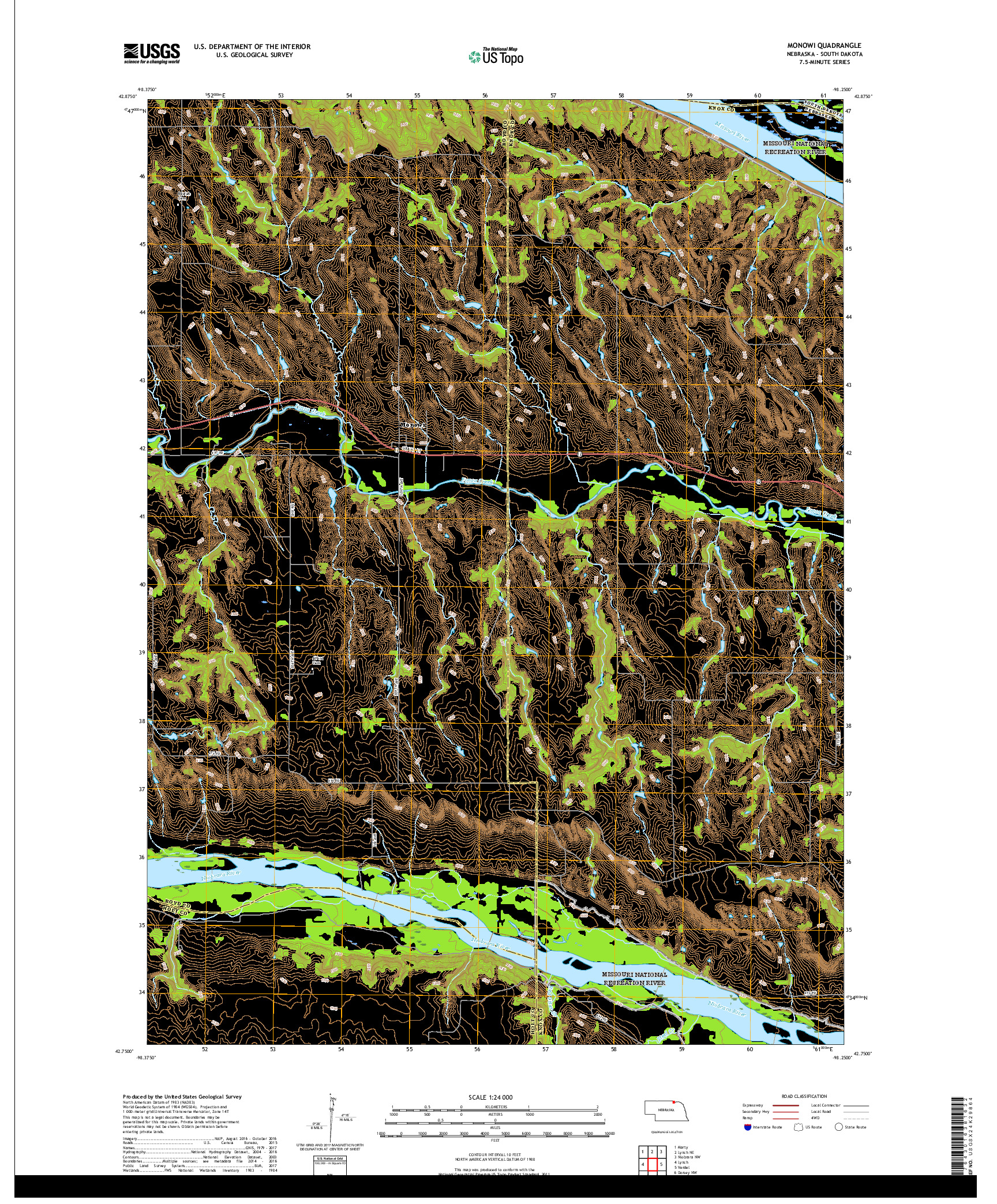 USGS US TOPO 7.5-MINUTE MAP FOR MONOWI, NE,SD 2017