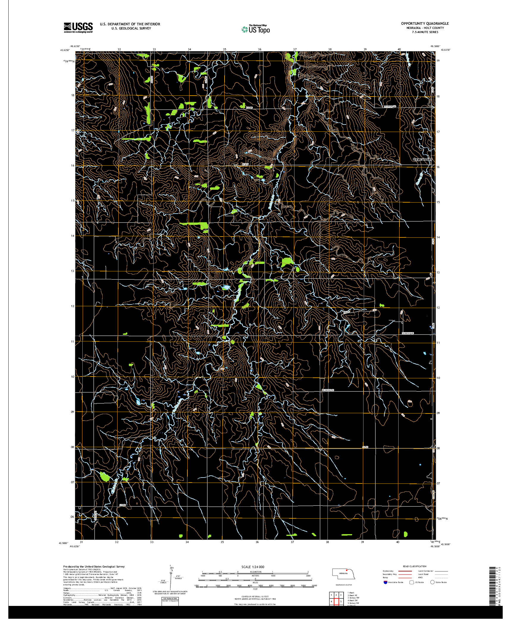 USGS US TOPO 7.5-MINUTE MAP FOR OPPORTUNITY, NE 2017