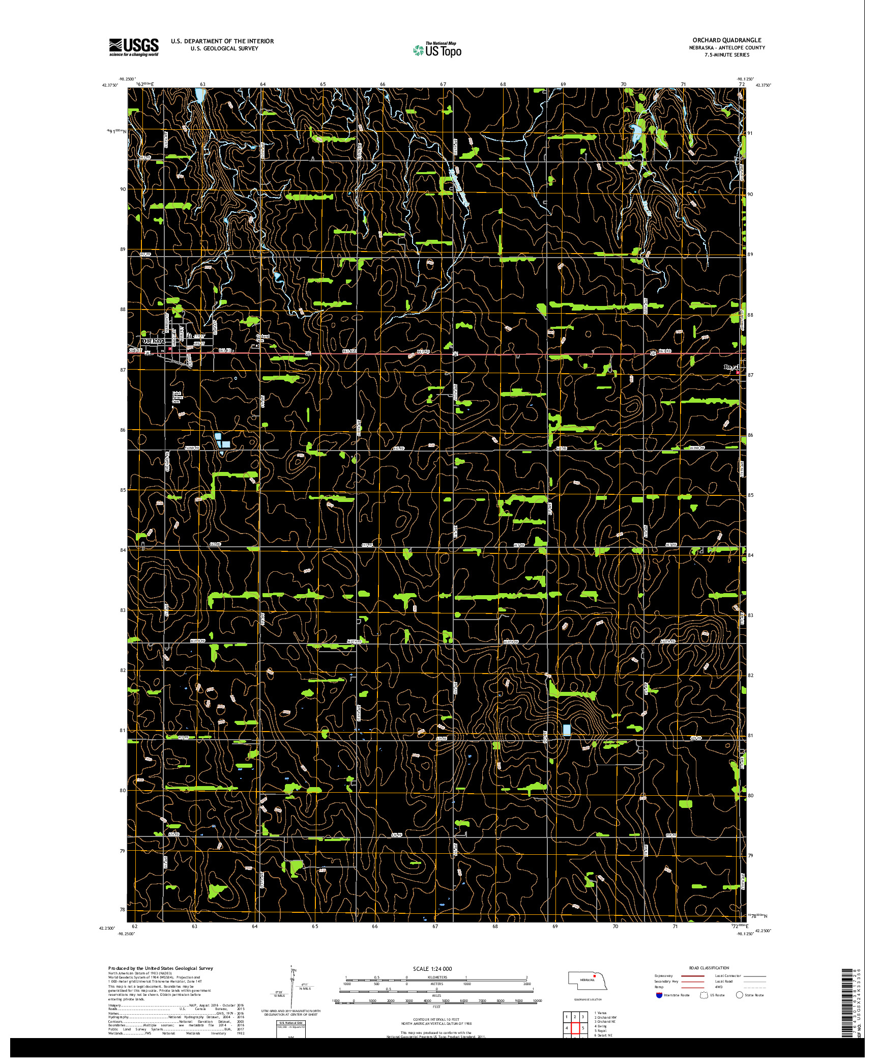 USGS US TOPO 7.5-MINUTE MAP FOR ORCHARD, NE 2017