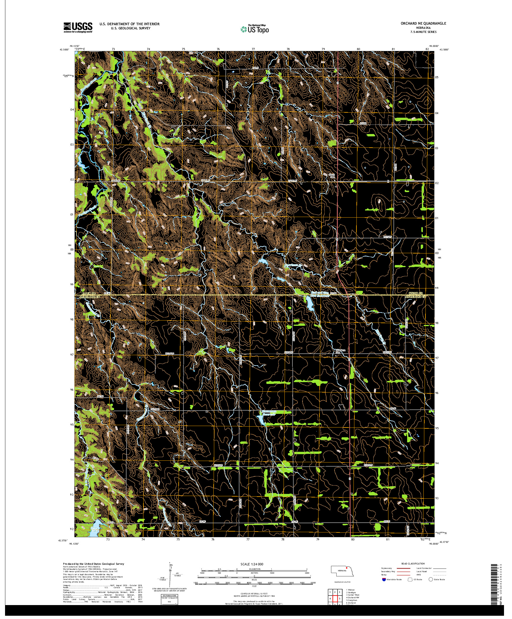 USGS US TOPO 7.5-MINUTE MAP FOR ORCHARD NE, NE 2017