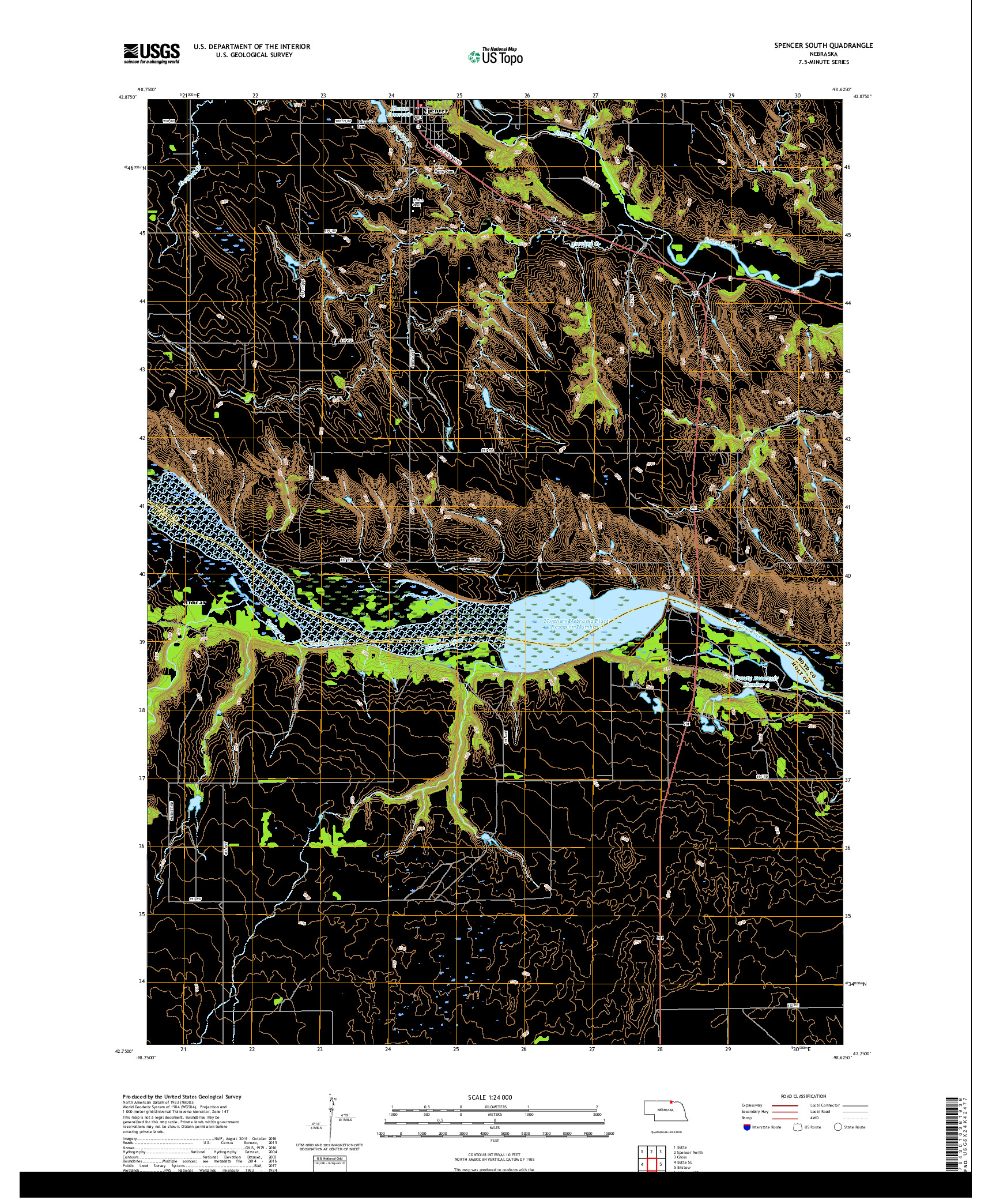 USGS US TOPO 7.5-MINUTE MAP FOR SPENCER SOUTH, NE 2017