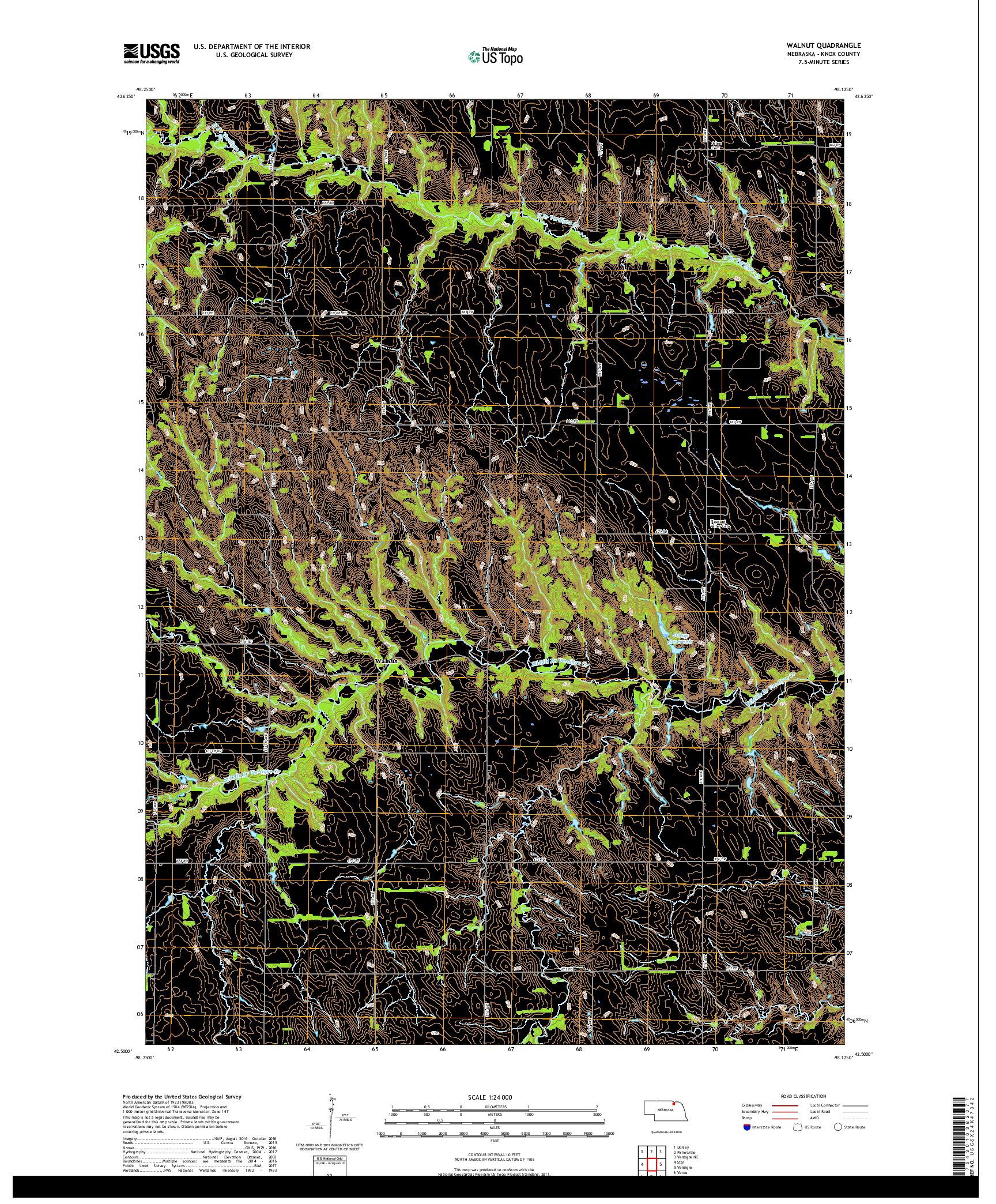 USGS US TOPO 7.5-MINUTE MAP FOR WALNUT, NE 2017