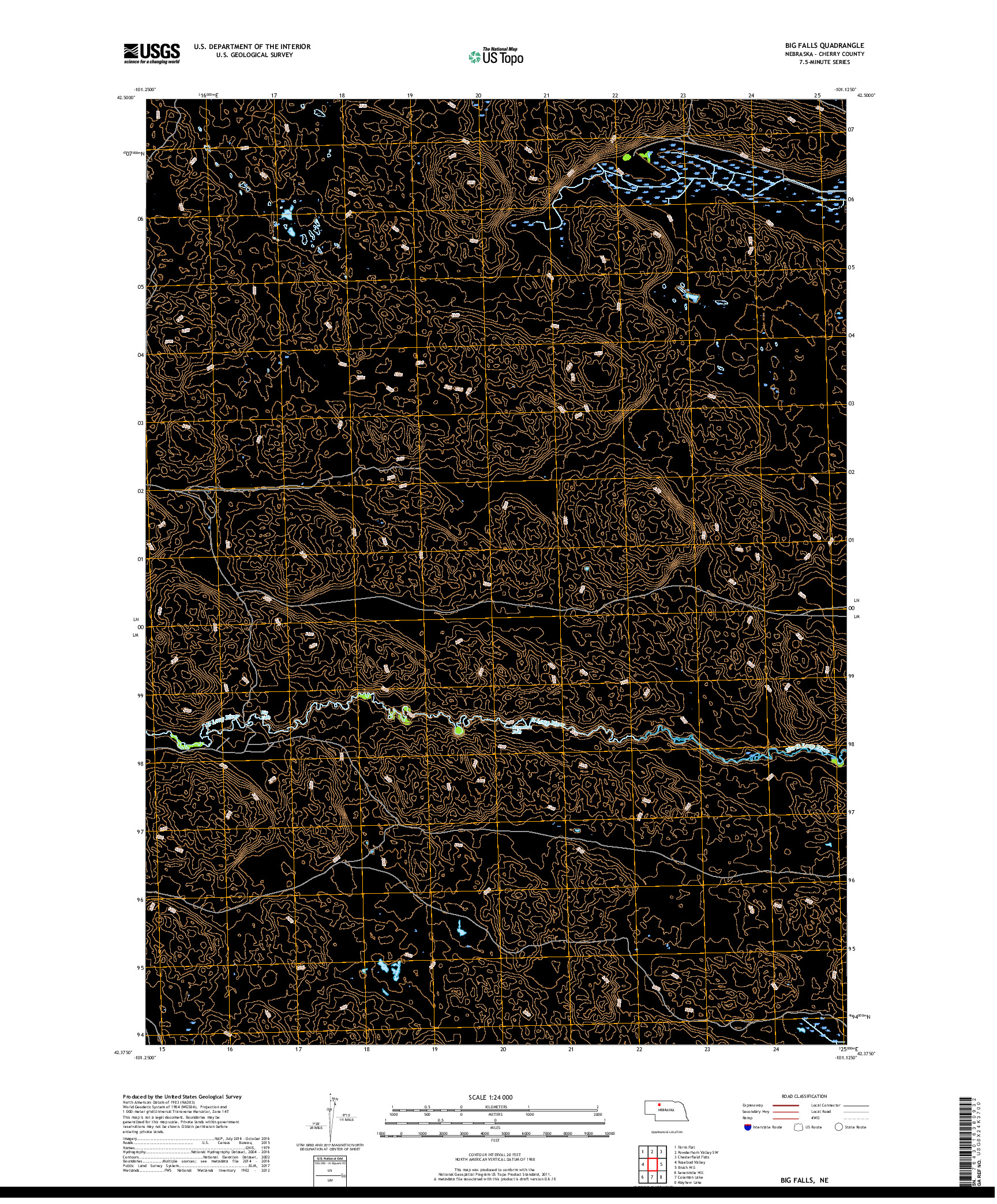 USGS US TOPO 7.5-MINUTE MAP FOR BIG FALLS, NE 2017