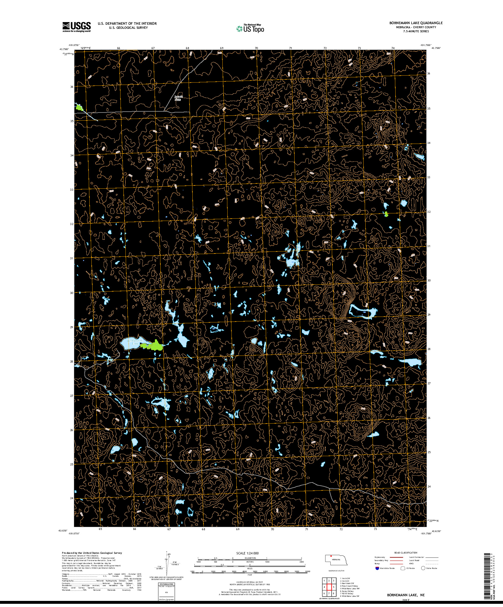 USGS US TOPO 7.5-MINUTE MAP FOR BORNEMANN LAKE, NE 2017