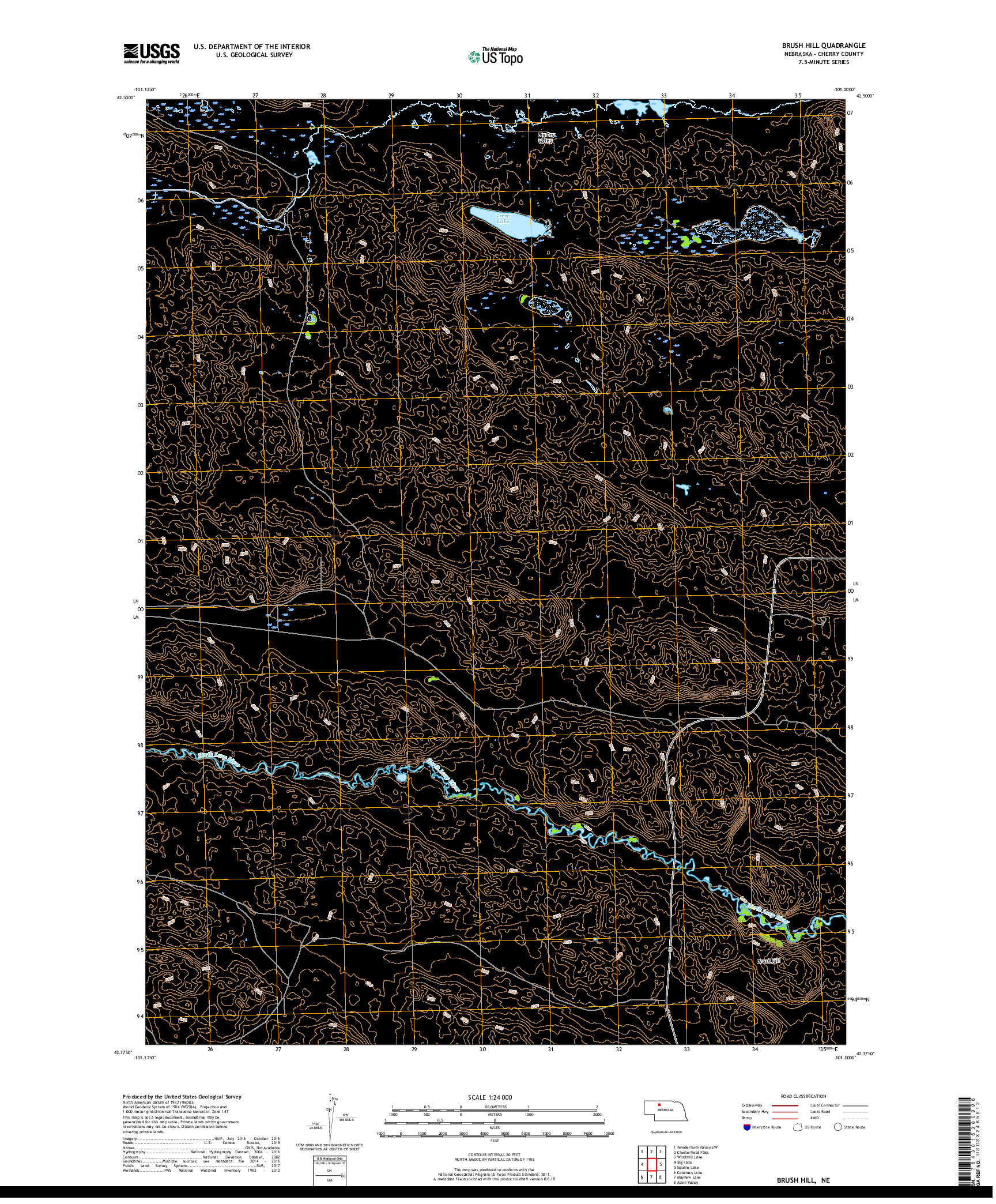 USGS US TOPO 7.5-MINUTE MAP FOR BRUSH HILL, NE 2017