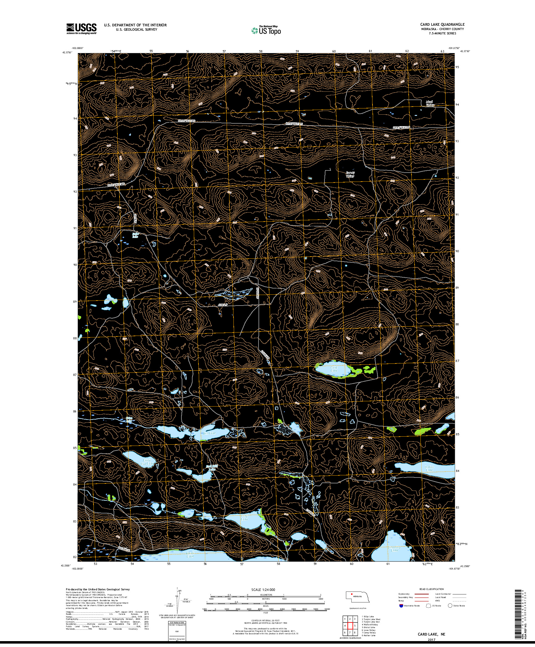 USGS US TOPO 7.5-MINUTE MAP FOR CARD LAKE, NE 2017