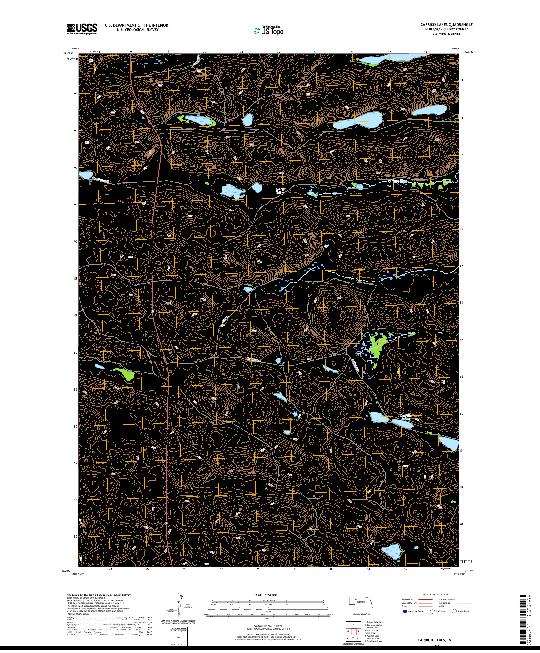 USGS US TOPO 7.5-MINUTE MAP FOR CARRICO LAKES, NE 2017