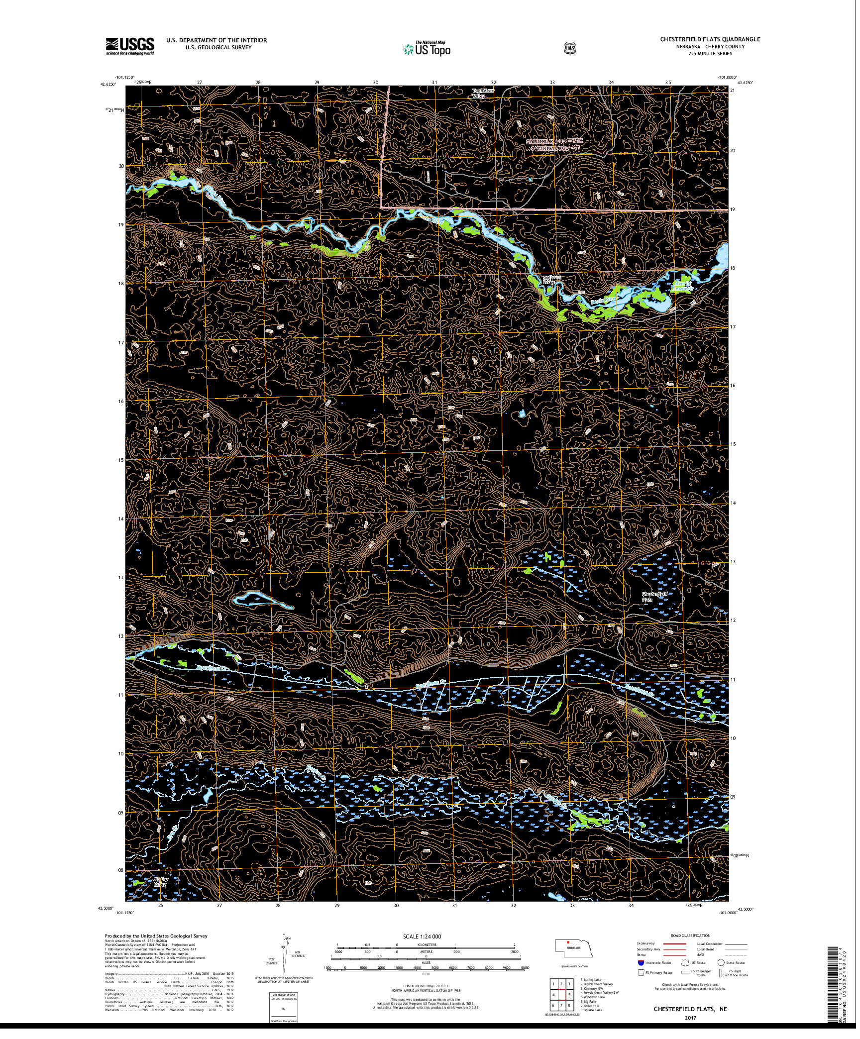 USGS US TOPO 7.5-MINUTE MAP FOR CHESTERFIELD FLATS, NE 2017