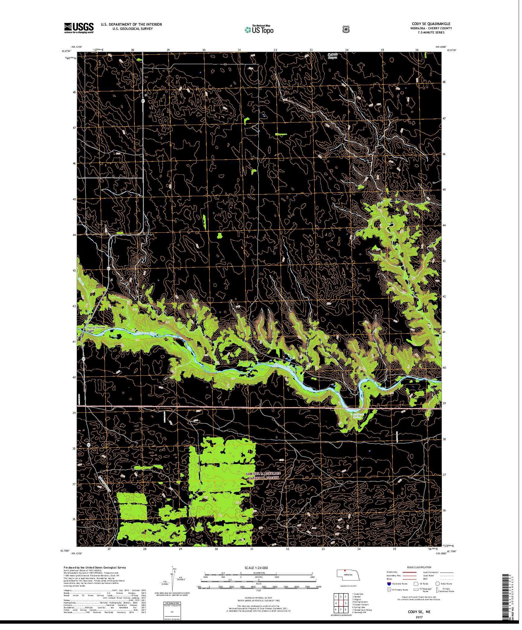 USGS US TOPO 7.5-MINUTE MAP FOR CODY SE, NE 2017
