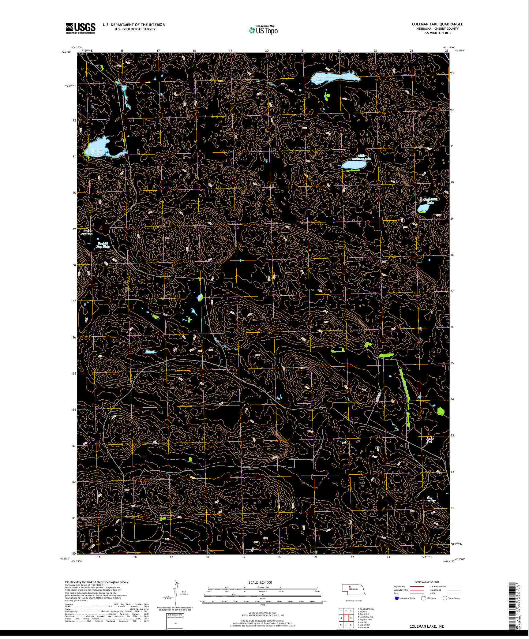 USGS US TOPO 7.5-MINUTE MAP FOR COLEMAN LAKE, NE 2017