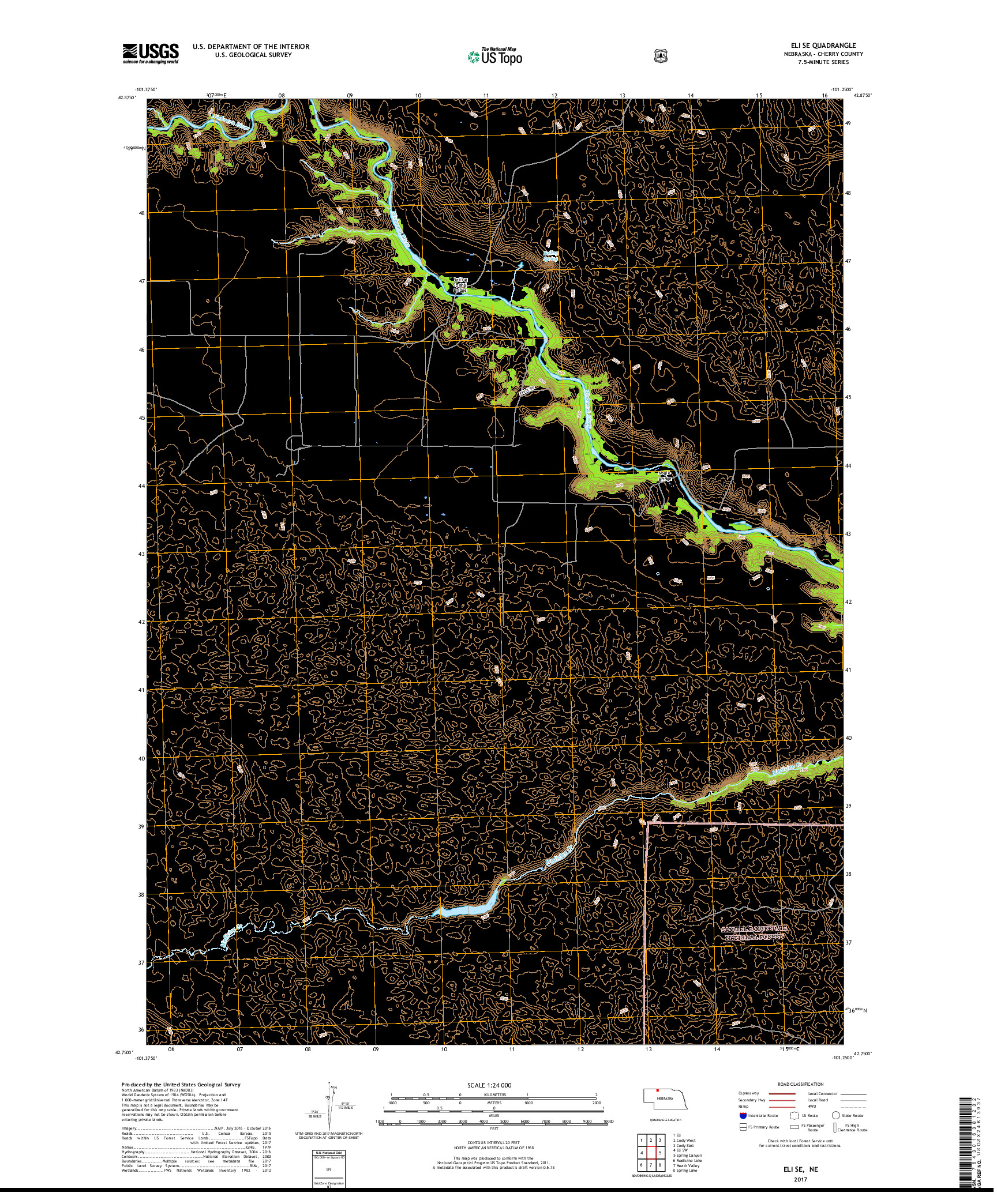 USGS US TOPO 7.5-MINUTE MAP FOR ELI SE, NE 2017