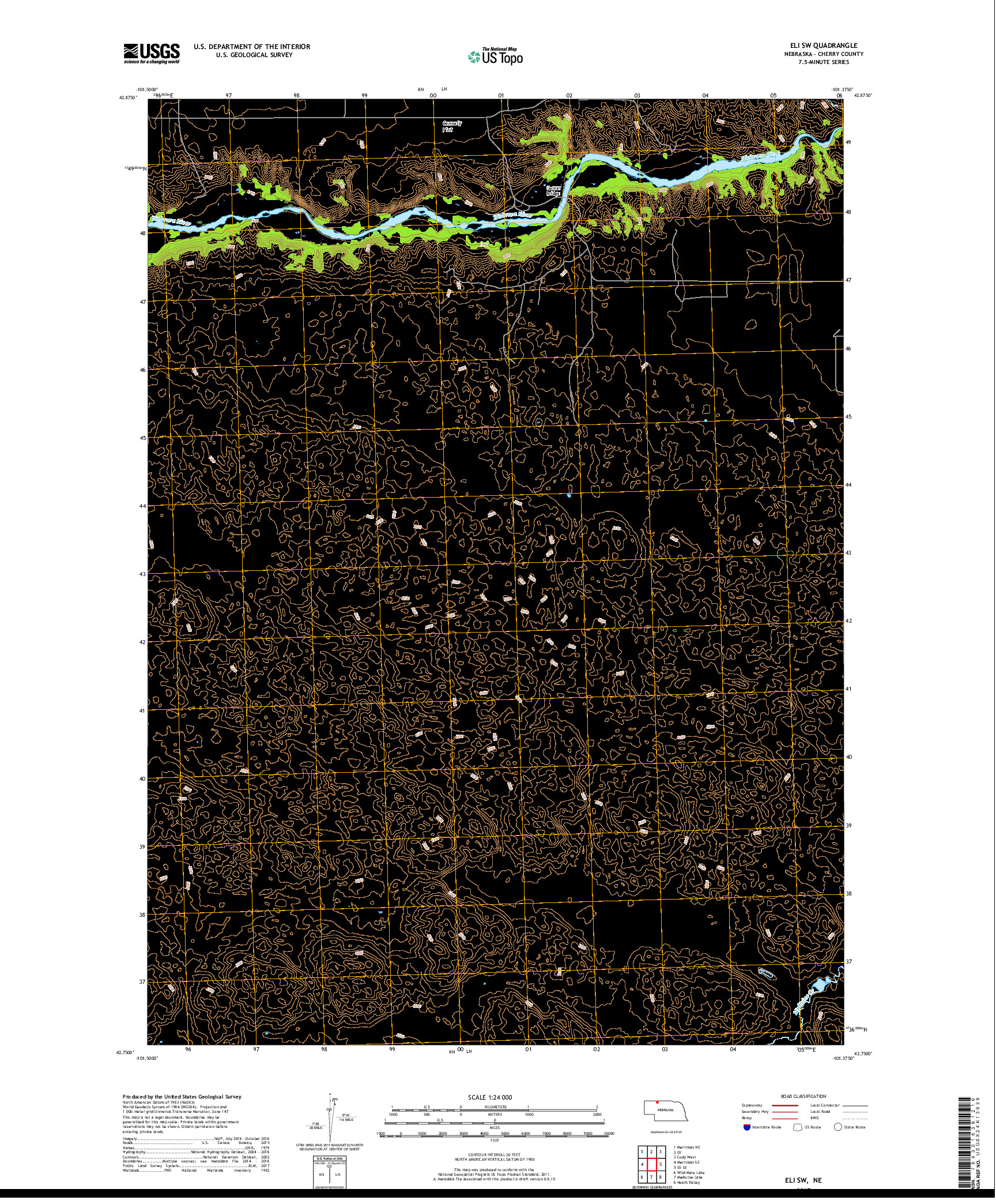 USGS US TOPO 7.5-MINUTE MAP FOR ELI SW, NE 2017