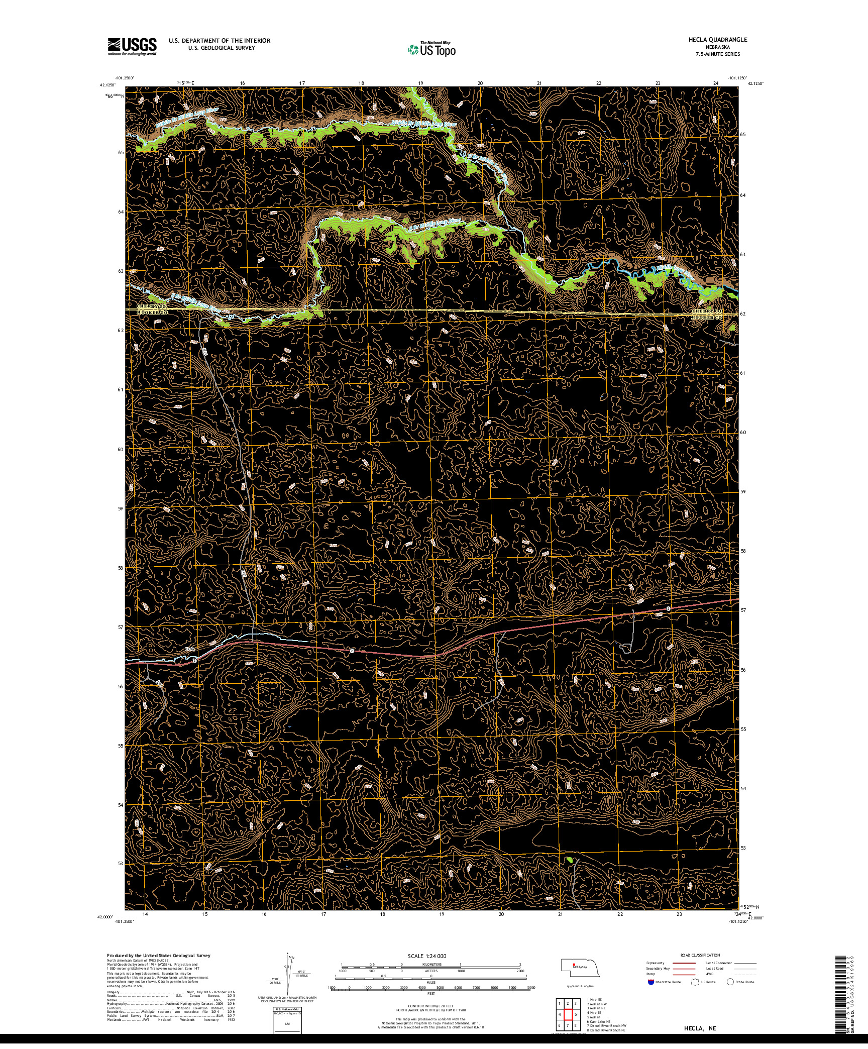 USGS US TOPO 7.5-MINUTE MAP FOR HECLA, NE 2017