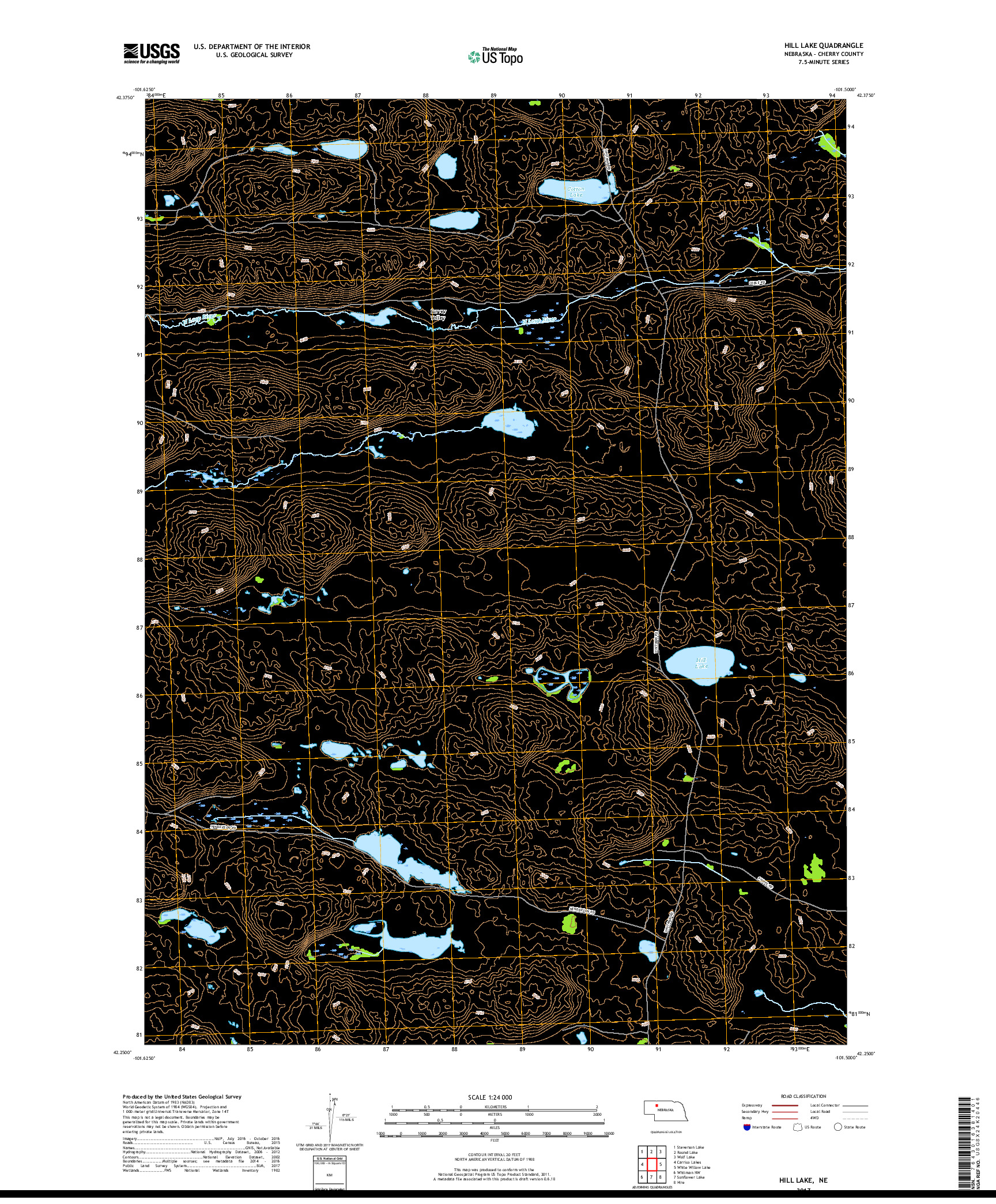 USGS US TOPO 7.5-MINUTE MAP FOR HILL LAKE, NE 2017