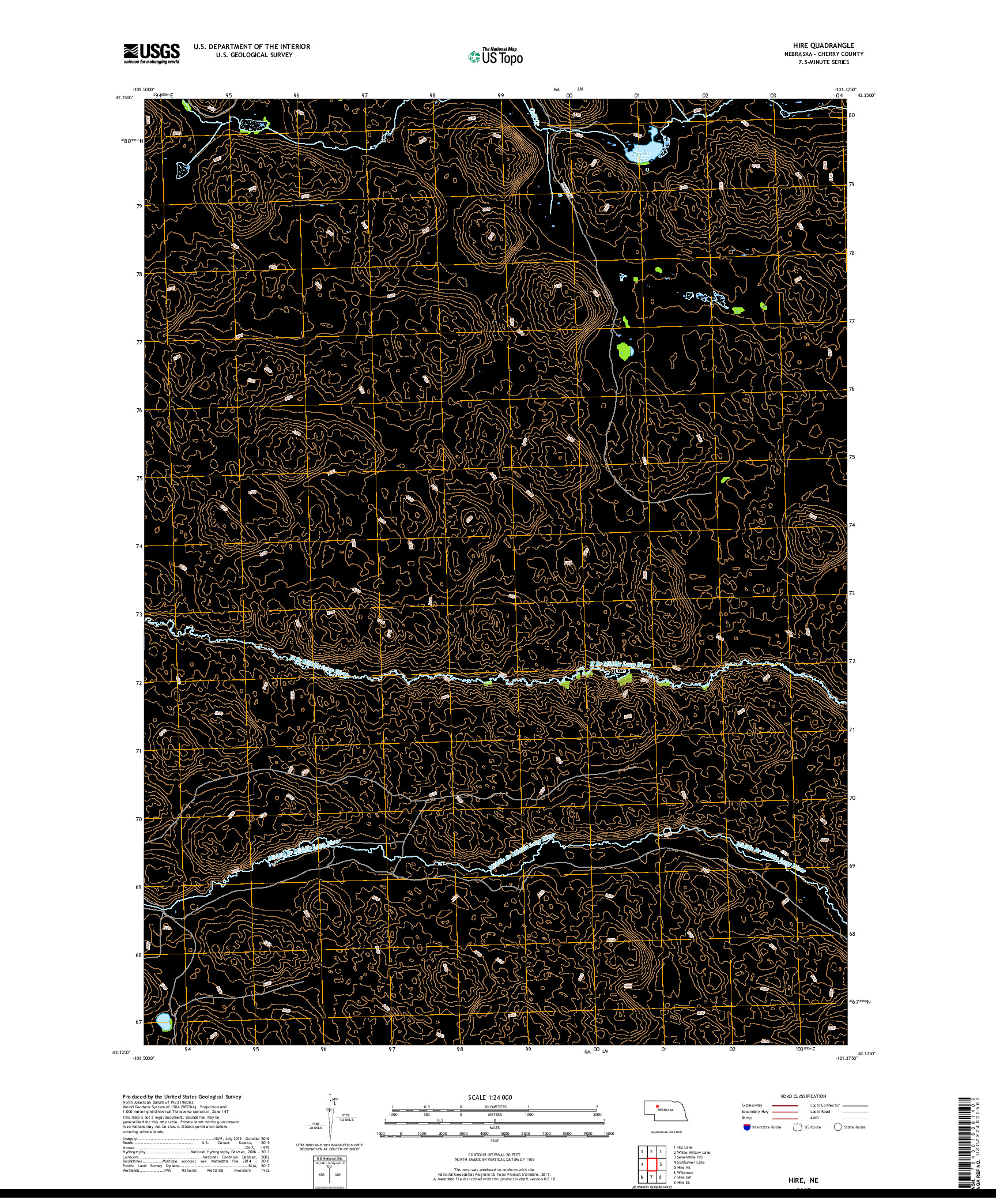 USGS US TOPO 7.5-MINUTE MAP FOR HIRE, NE 2017