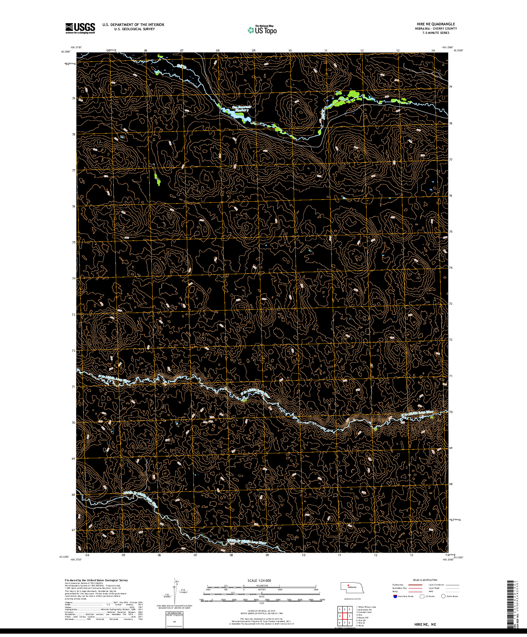 USGS US TOPO 7.5-MINUTE MAP FOR HIRE NE, NE 2017