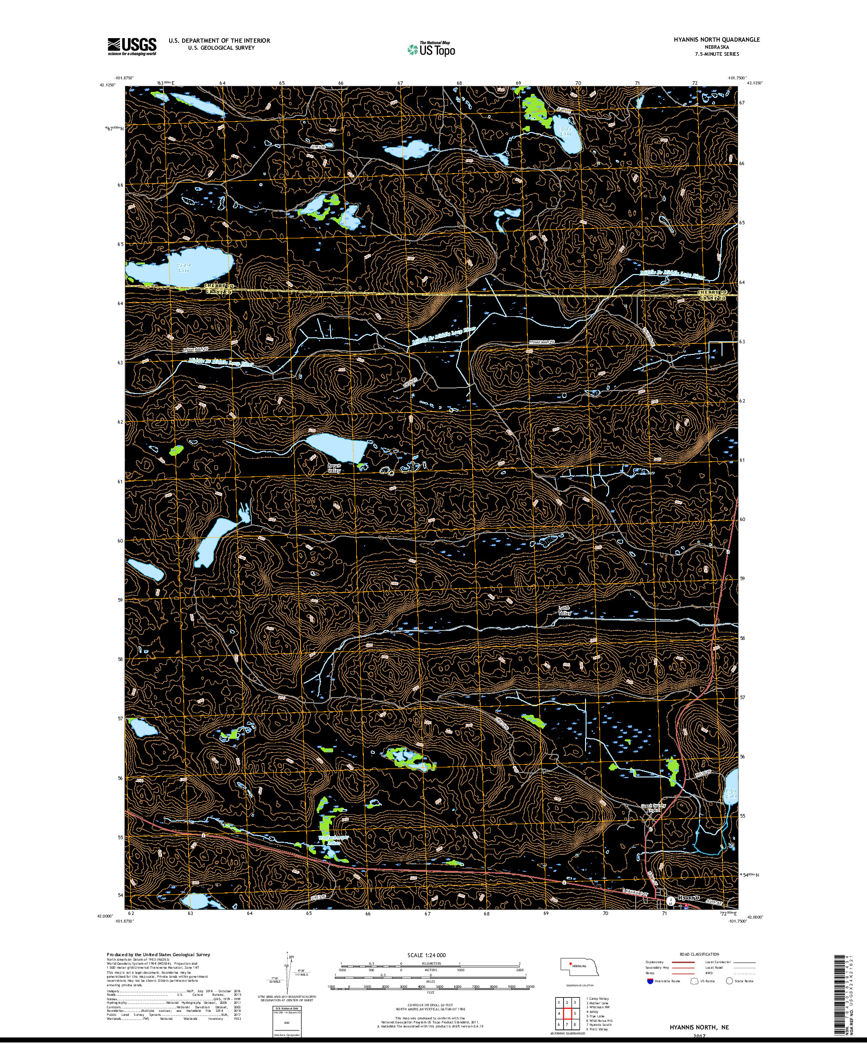 USGS US TOPO 7.5-MINUTE MAP FOR HYANNIS NORTH, NE 2017