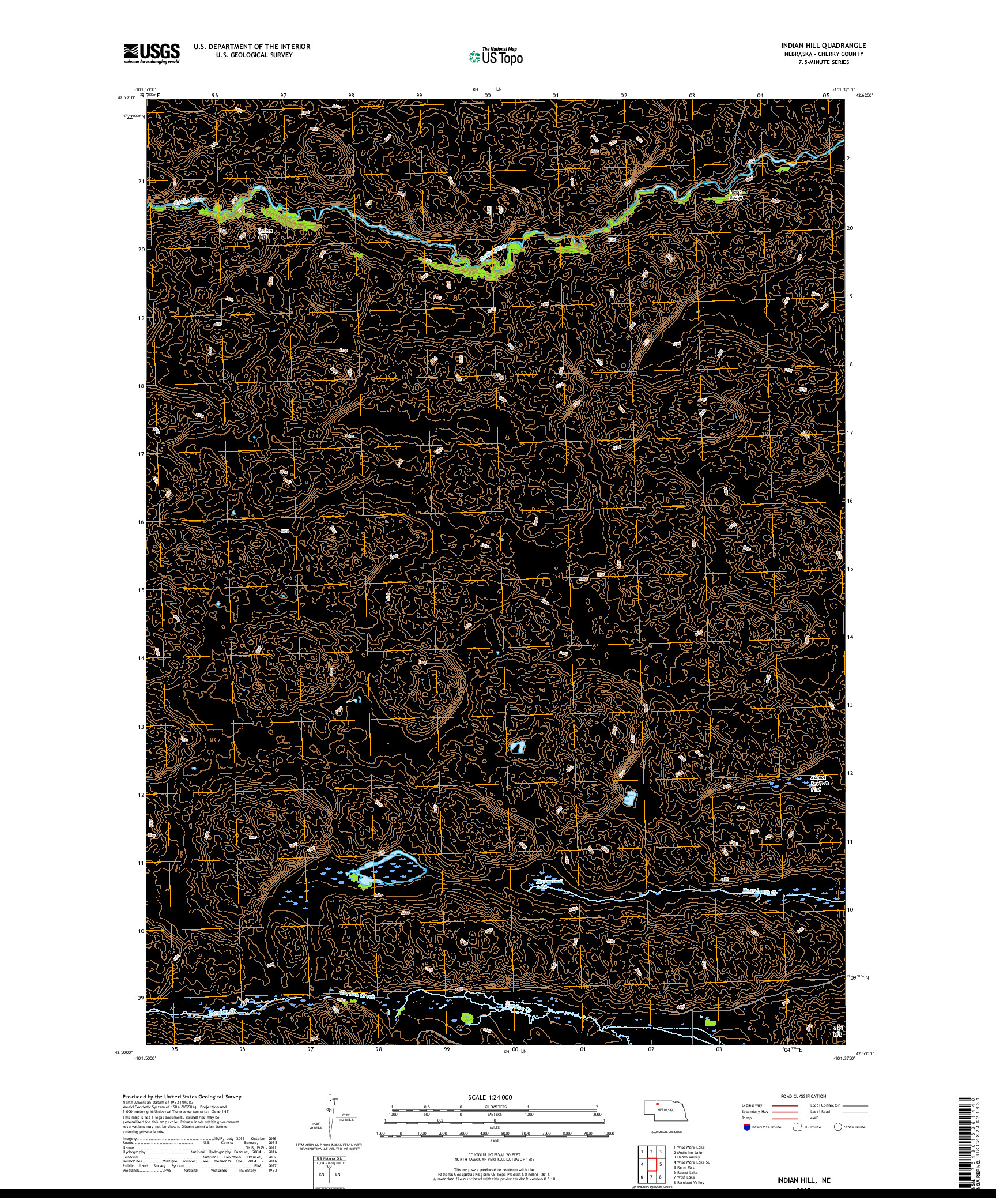 USGS US TOPO 7.5-MINUTE MAP FOR INDIAN HILL, NE 2017