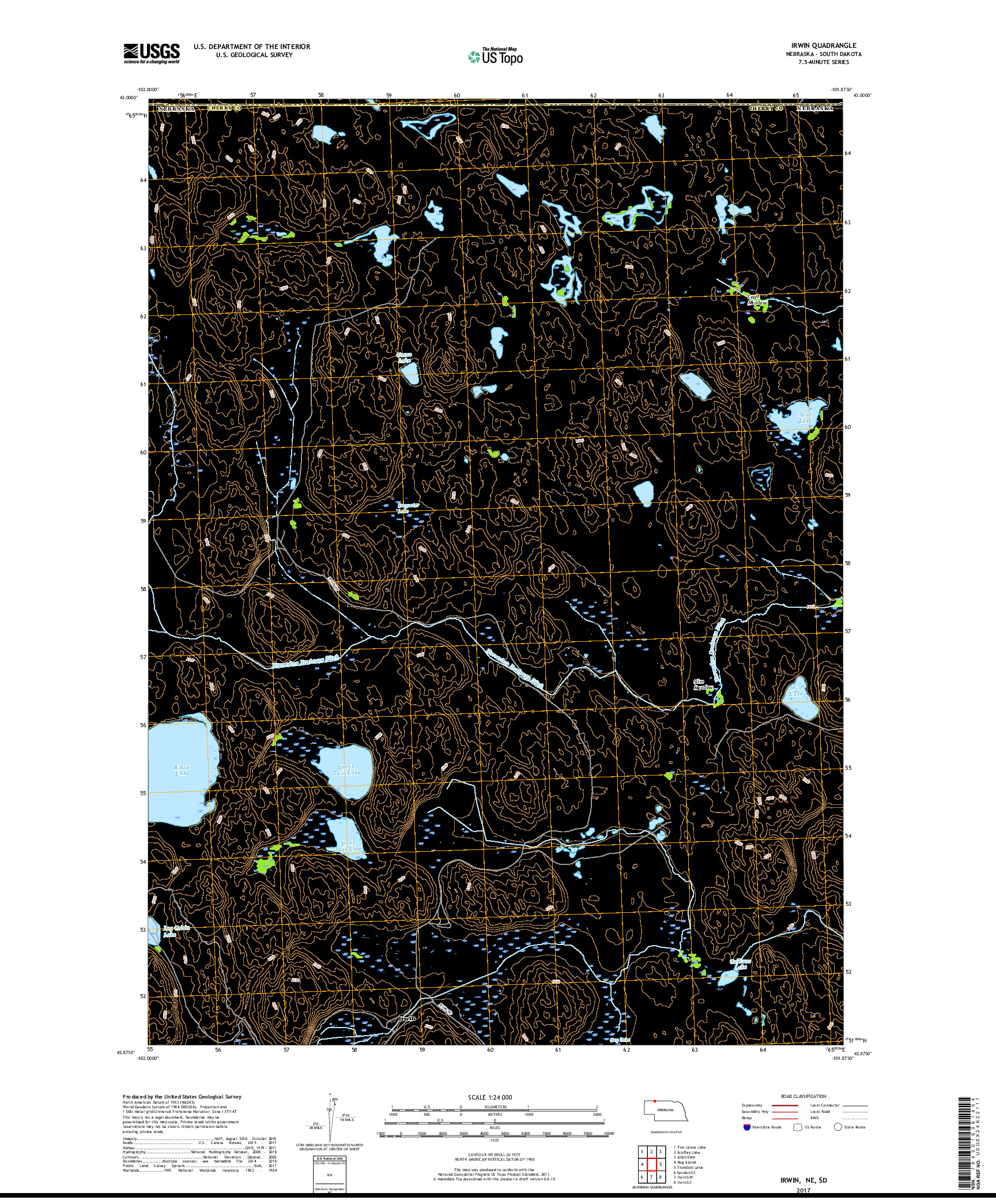 USGS US TOPO 7.5-MINUTE MAP FOR IRWIN, NE,SD 2017