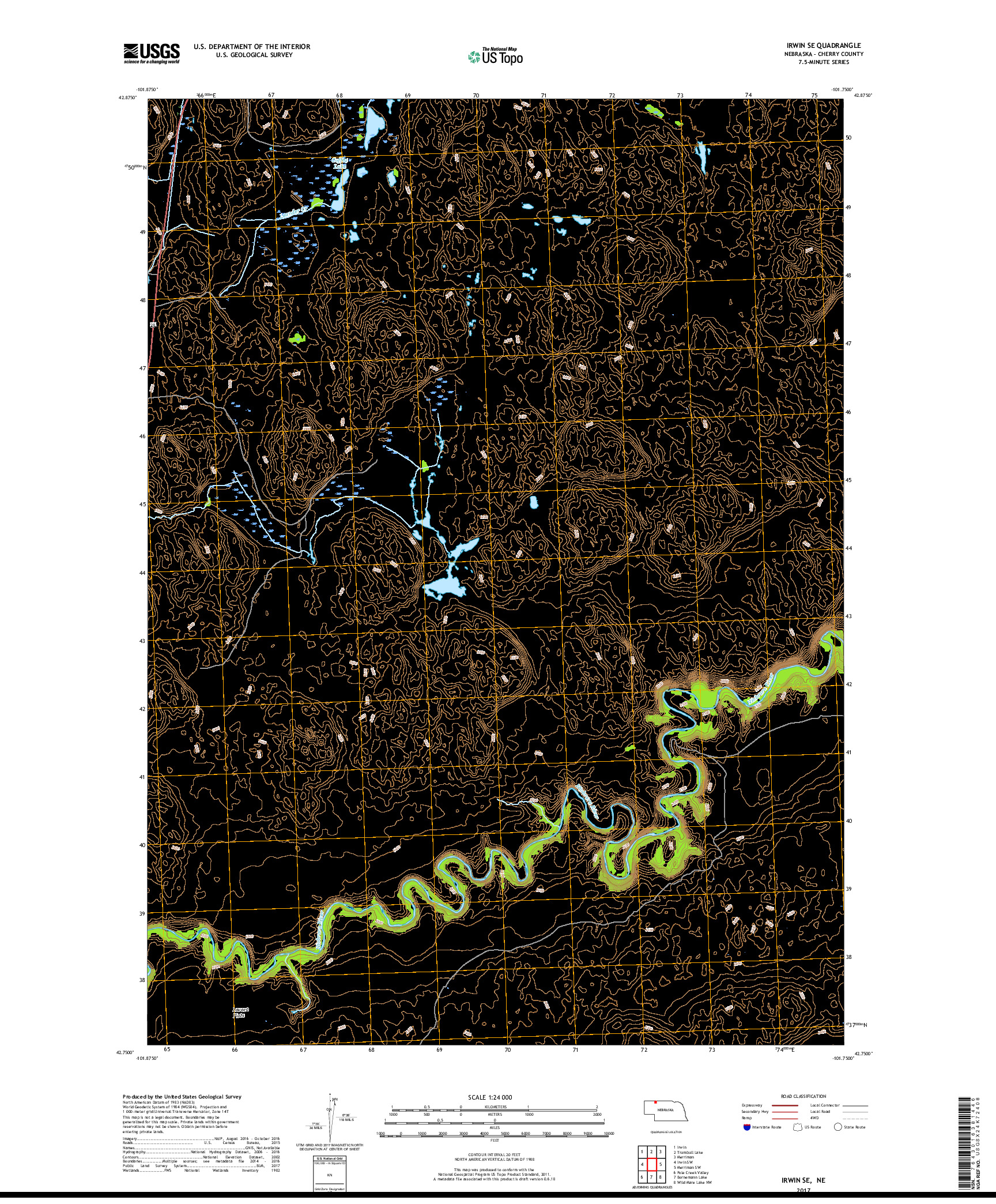 USGS US TOPO 7.5-MINUTE MAP FOR IRWIN SE, NE 2017