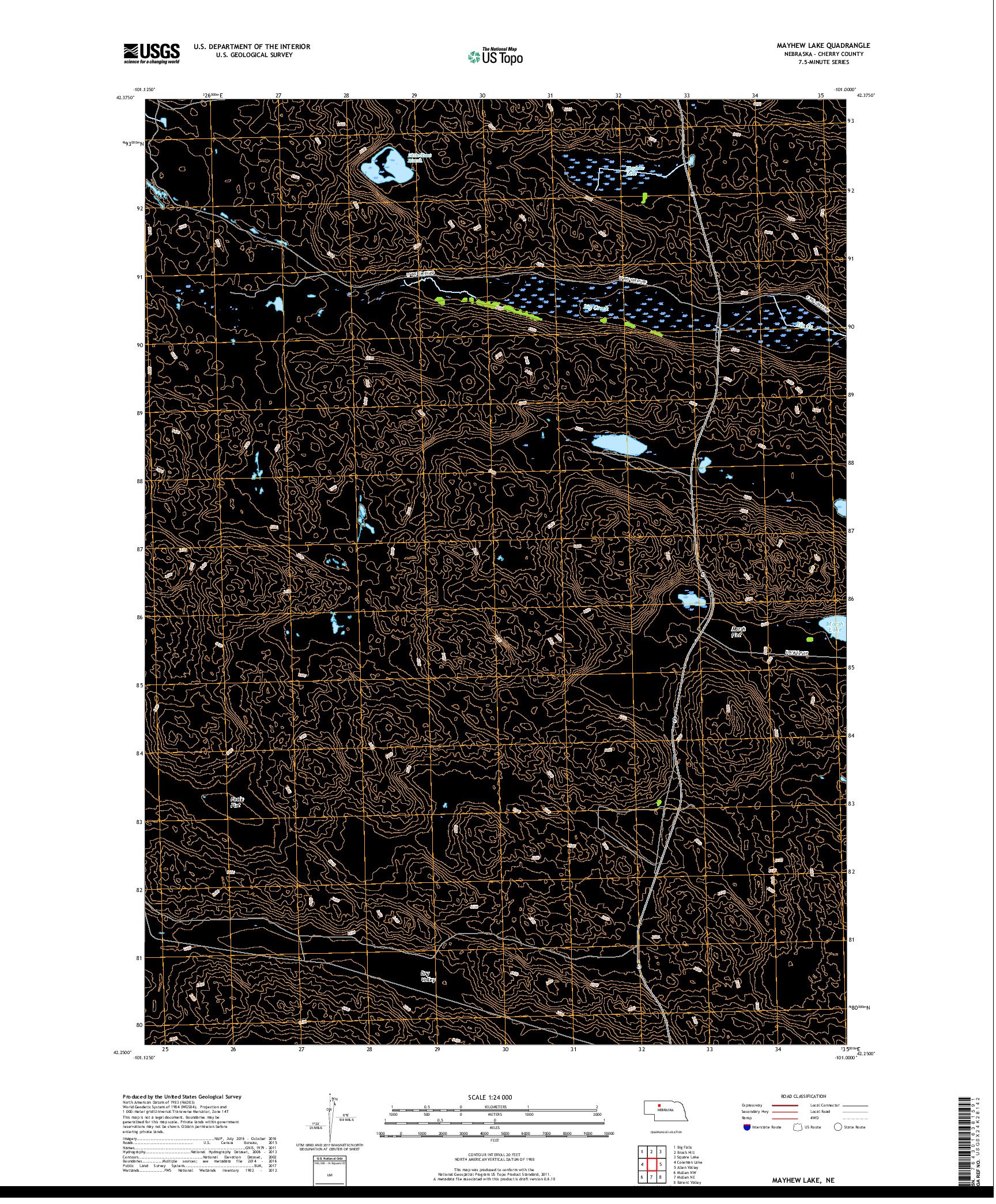 USGS US TOPO 7.5-MINUTE MAP FOR MAYHEW LAKE, NE 2017