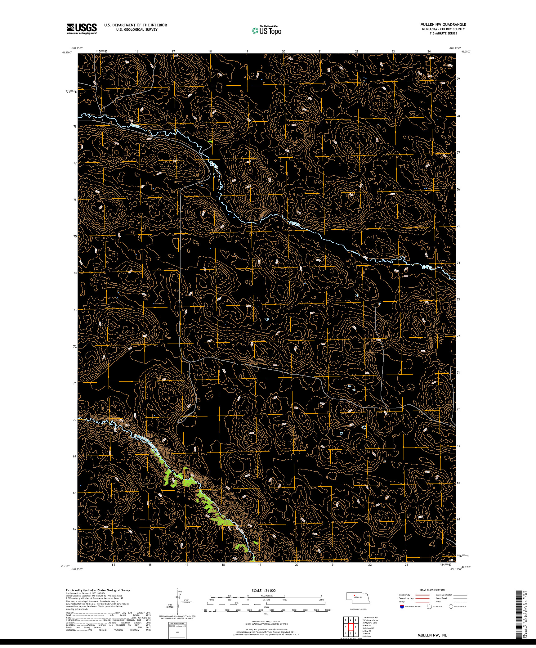 USGS US TOPO 7.5-MINUTE MAP FOR MULLEN NW, NE 2017