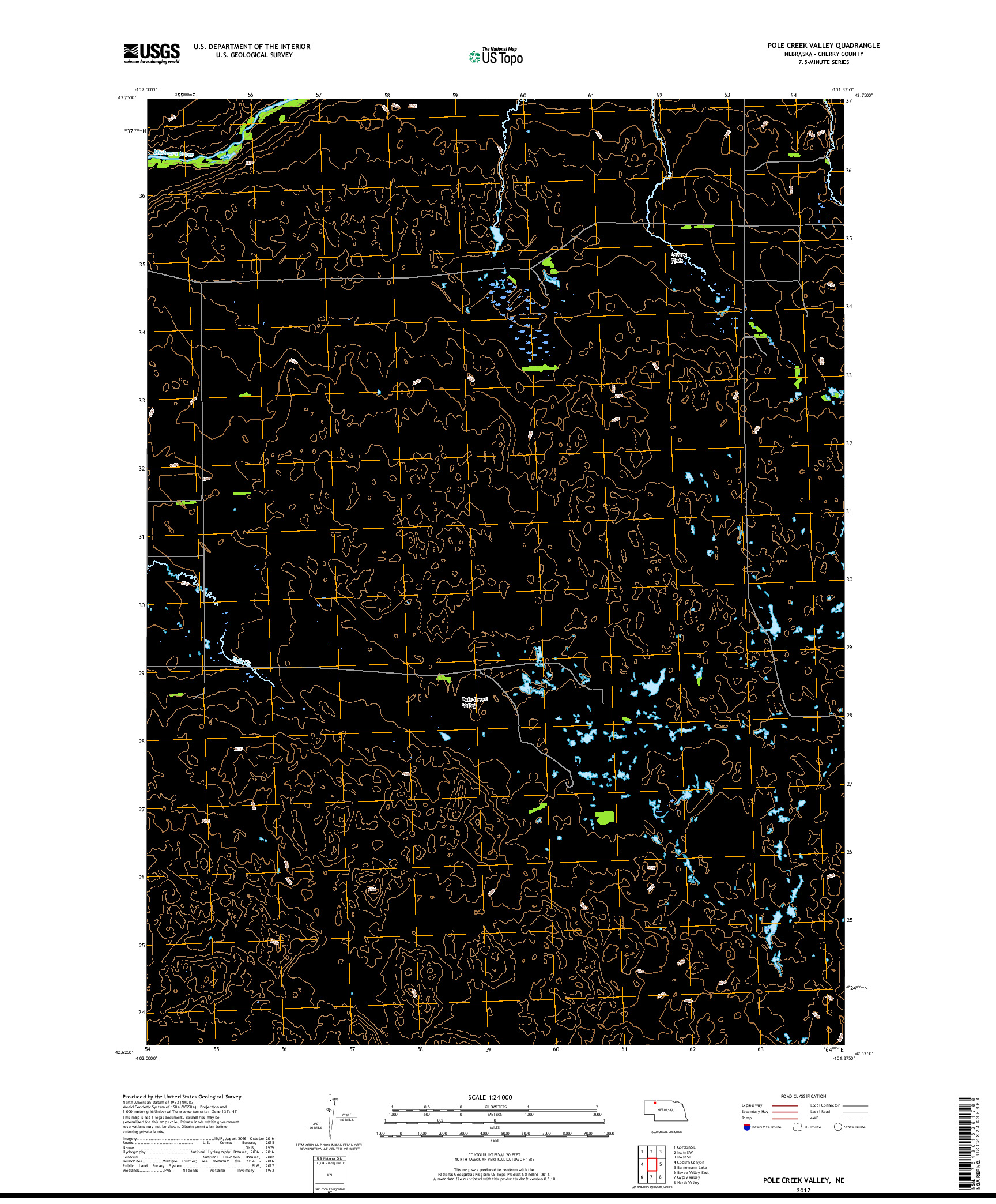 USGS US TOPO 7.5-MINUTE MAP FOR POLE CREEK VALLEY, NE 2017