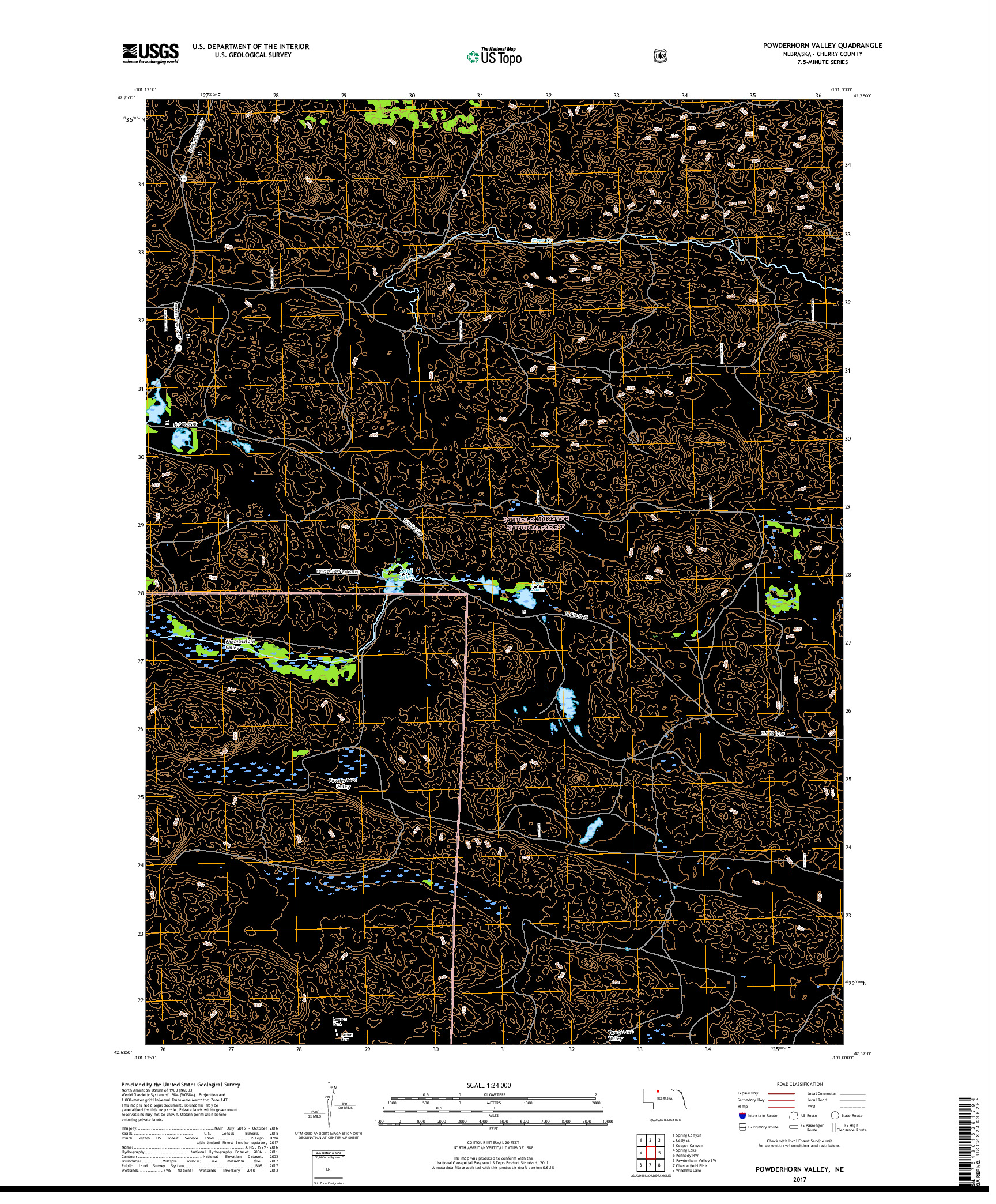 USGS US TOPO 7.5-MINUTE MAP FOR POWDERHORN VALLEY, NE 2017