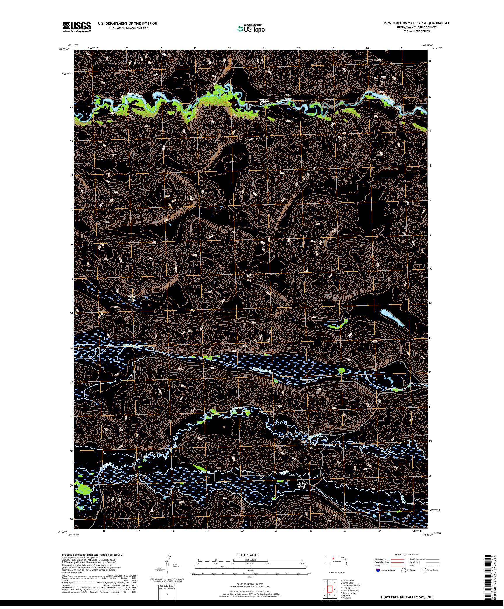 USGS US TOPO 7.5-MINUTE MAP FOR POWDERHORN VALLEY SW, NE 2017