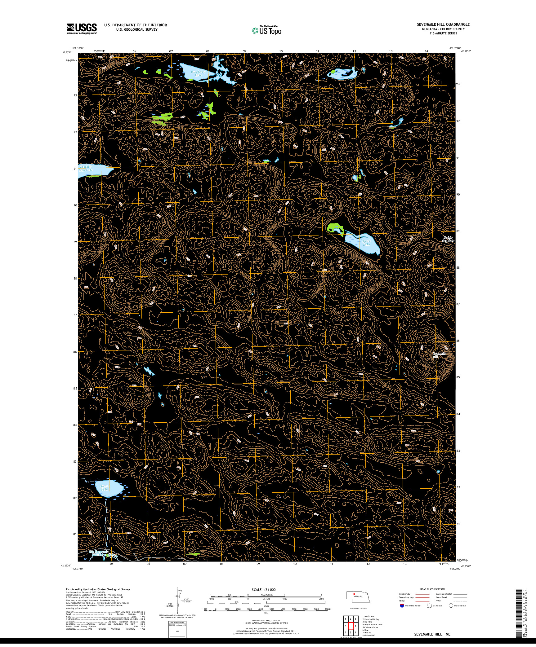 USGS US TOPO 7.5-MINUTE MAP FOR SEVENMILE HILL, NE 2017