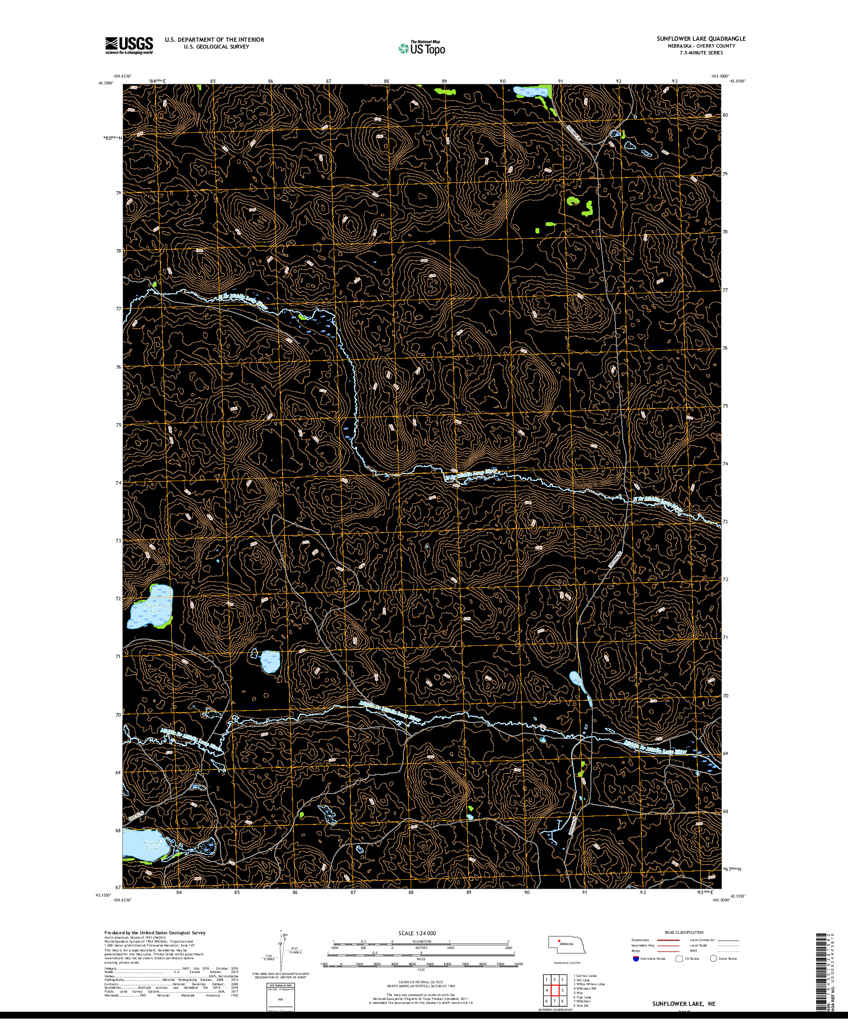 USGS US TOPO 7.5-MINUTE MAP FOR SUNFLOWER LAKE, NE 2017