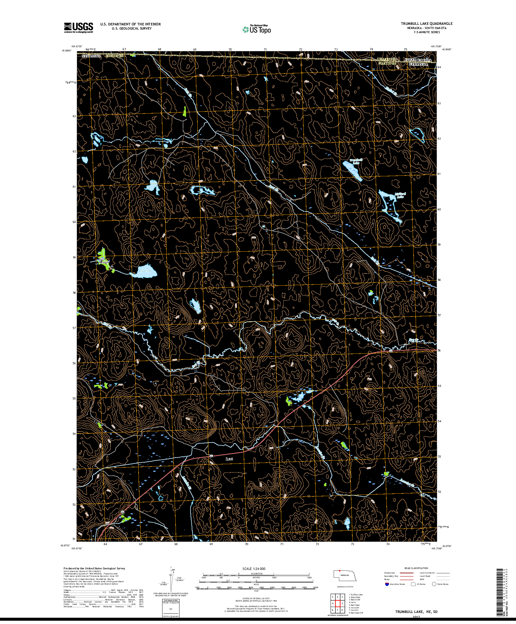 USGS US TOPO 7.5-MINUTE MAP FOR TRUMBULL LAKE, NE,SD 2017