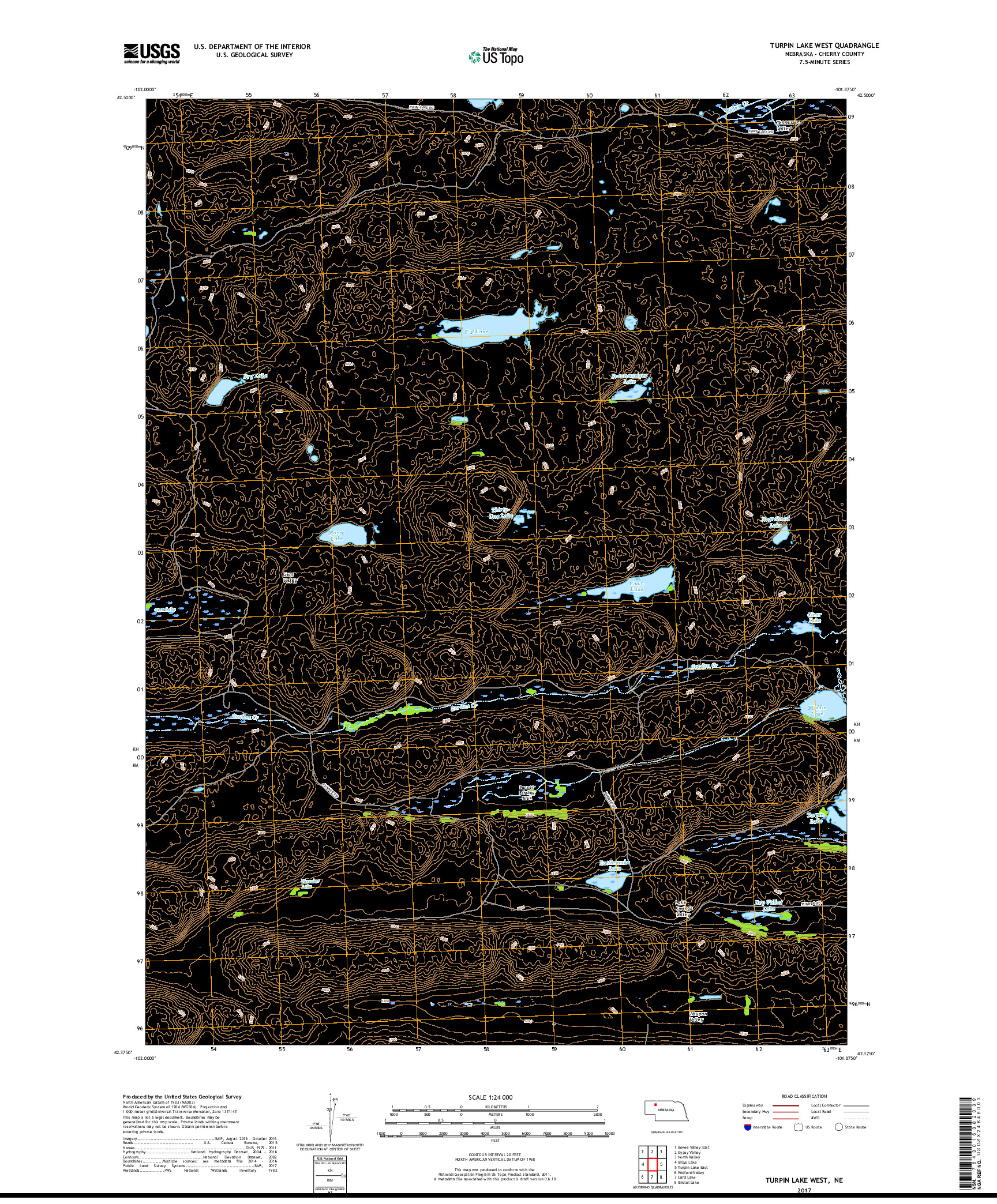 USGS US TOPO 7.5-MINUTE MAP FOR TURPIN LAKE WEST, NE 2017