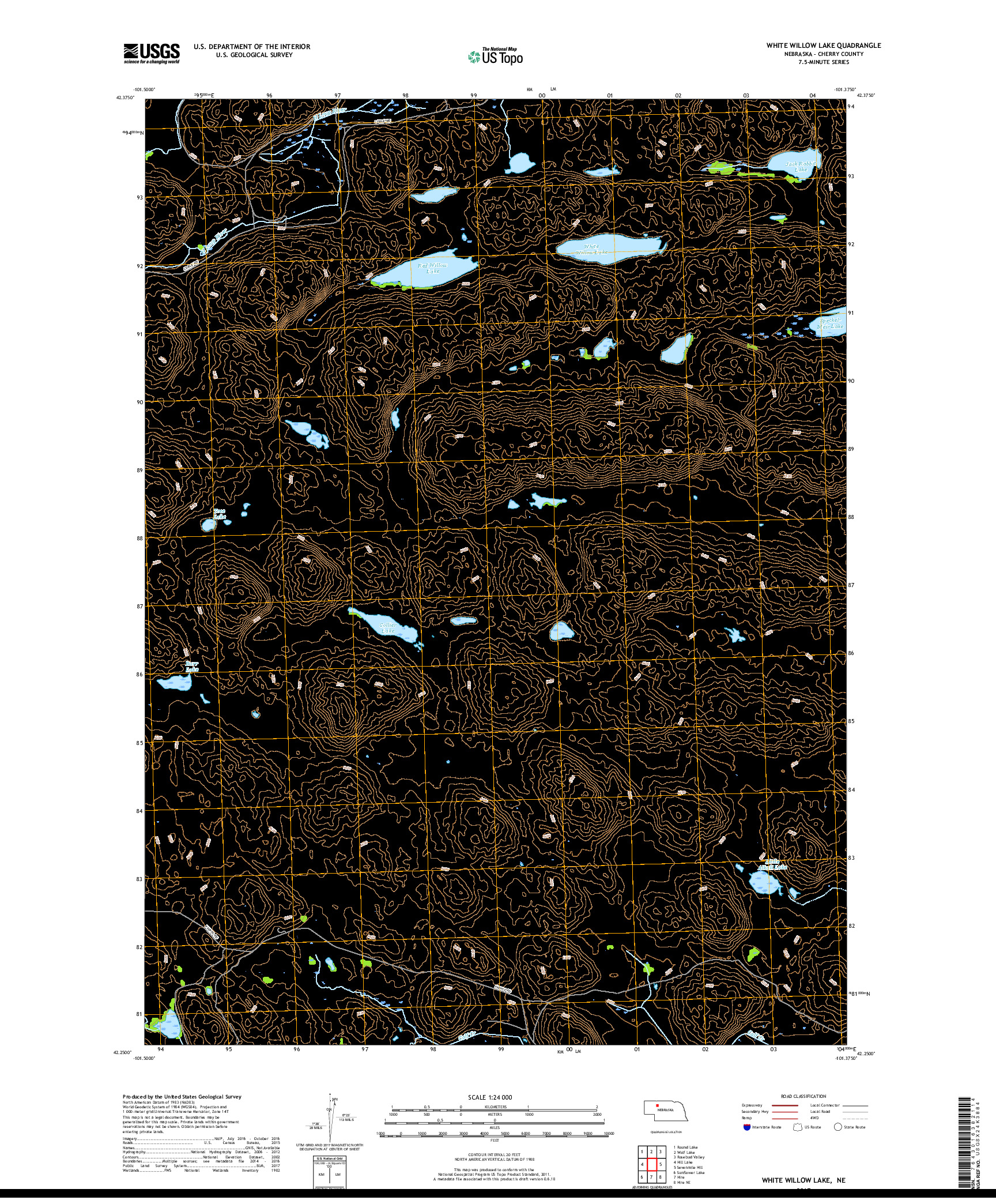 USGS US TOPO 7.5-MINUTE MAP FOR WHITE WILLOW LAKE, NE 2017