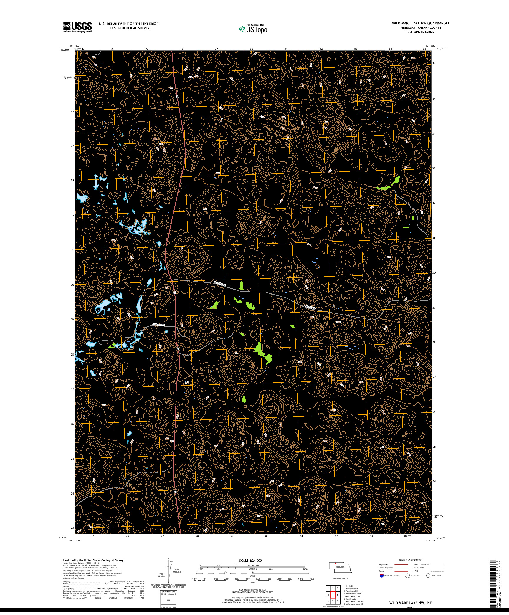 USGS US TOPO 7.5-MINUTE MAP FOR WILD MARE LAKE NW, NE 2017