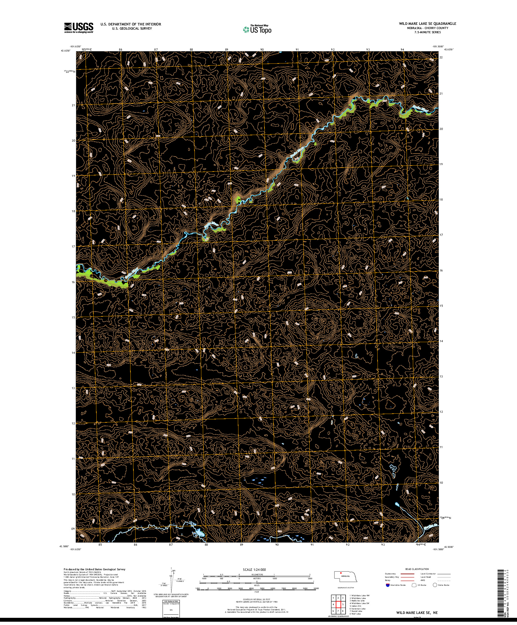 USGS US TOPO 7.5-MINUTE MAP FOR WILD MARE LAKE SE, NE 2017