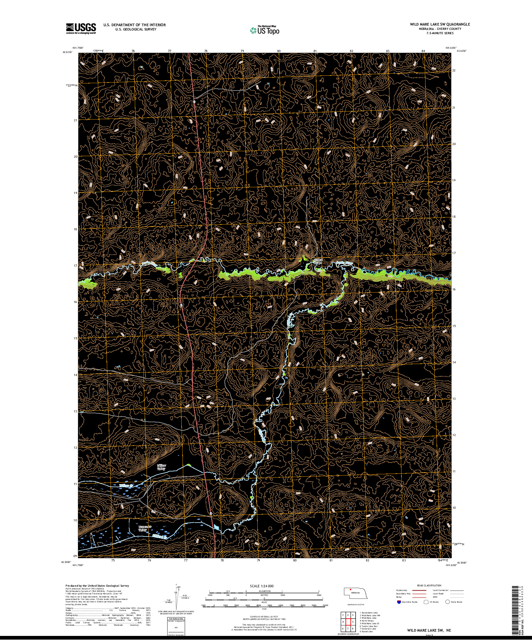 USGS US TOPO 7.5-MINUTE MAP FOR WILD MARE LAKE SW, NE 2017