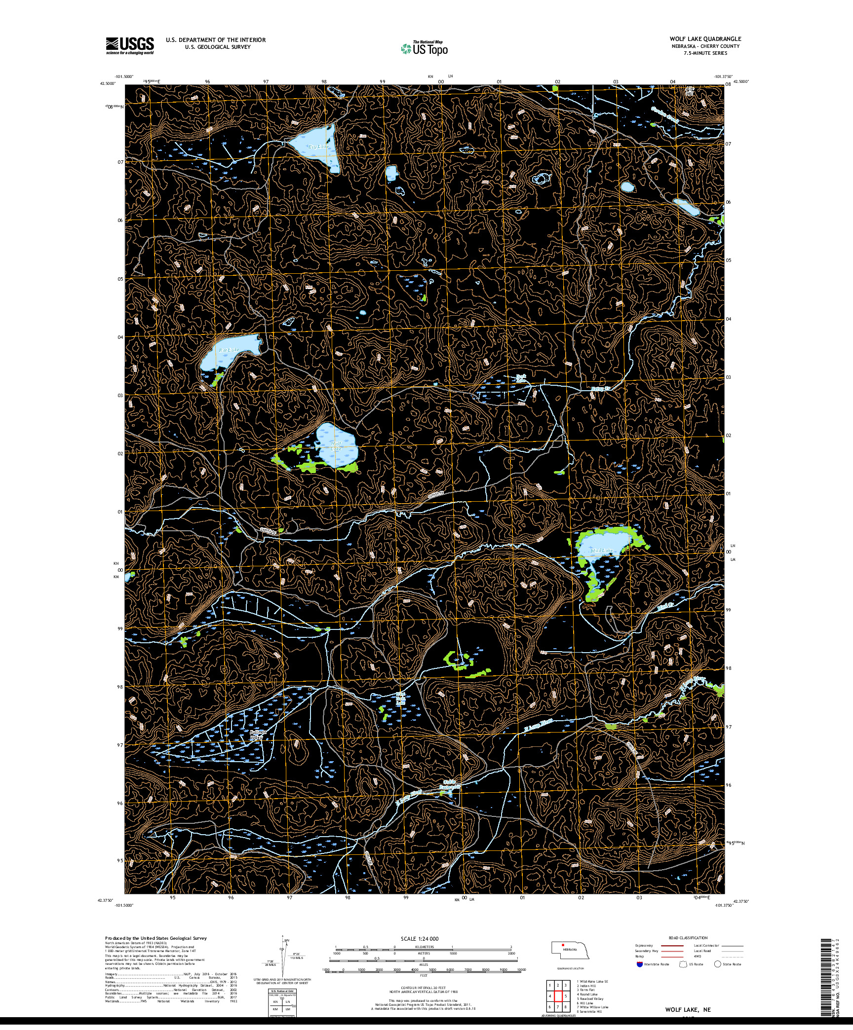 USGS US TOPO 7.5-MINUTE MAP FOR WOLF LAKE, NE 2017