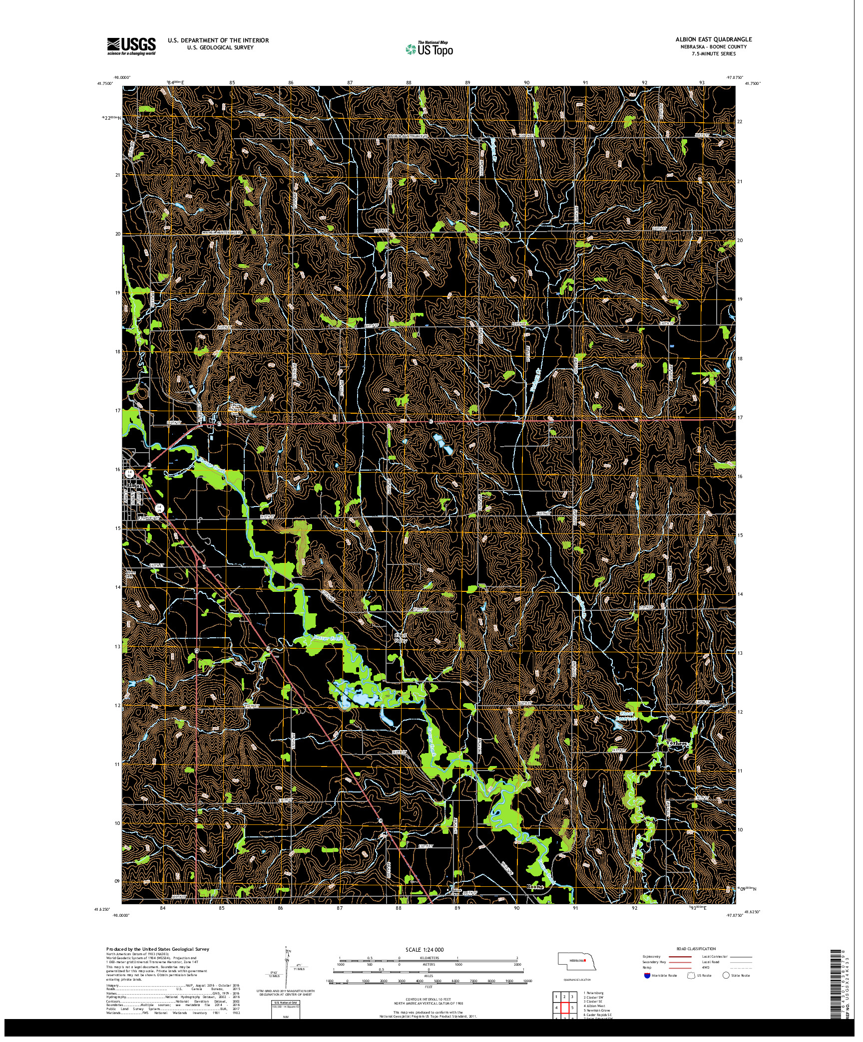 USGS US TOPO 7.5-MINUTE MAP FOR ALBION EAST, NE 2017